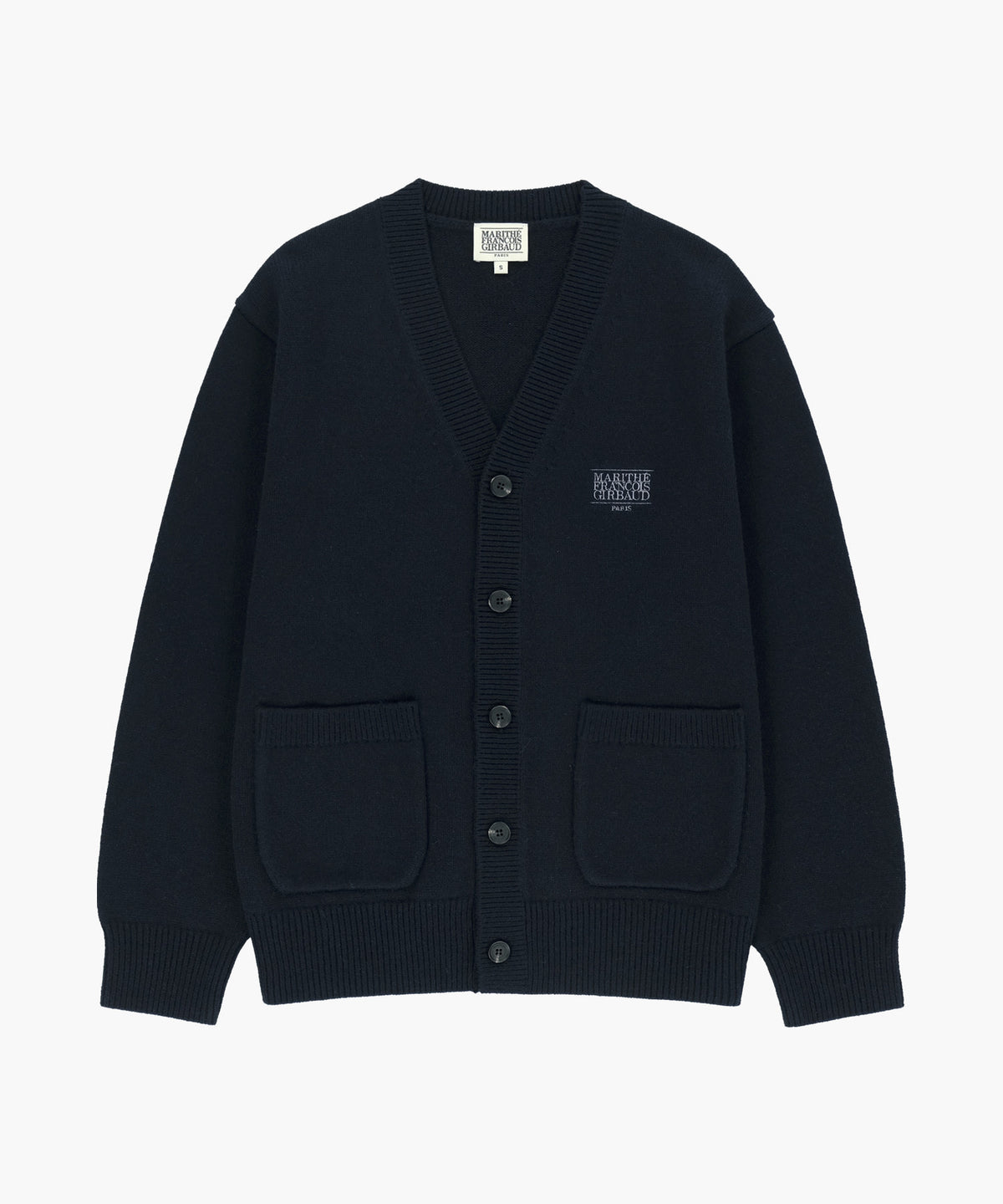 Marithe & Francois Girbaud - Premium Small Classic Logo Cashmere V-neck Cardigan (Navy) product image 6 | TRAB K-Fashion Australia