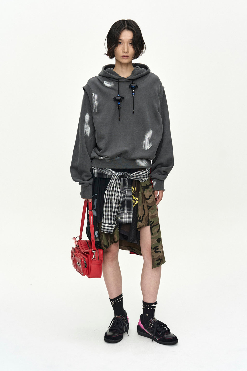 Andersson Bell - Metallic Painted Layered Hoodie (Charcoal) product image 10 | TRAB K-Fashion Australia
