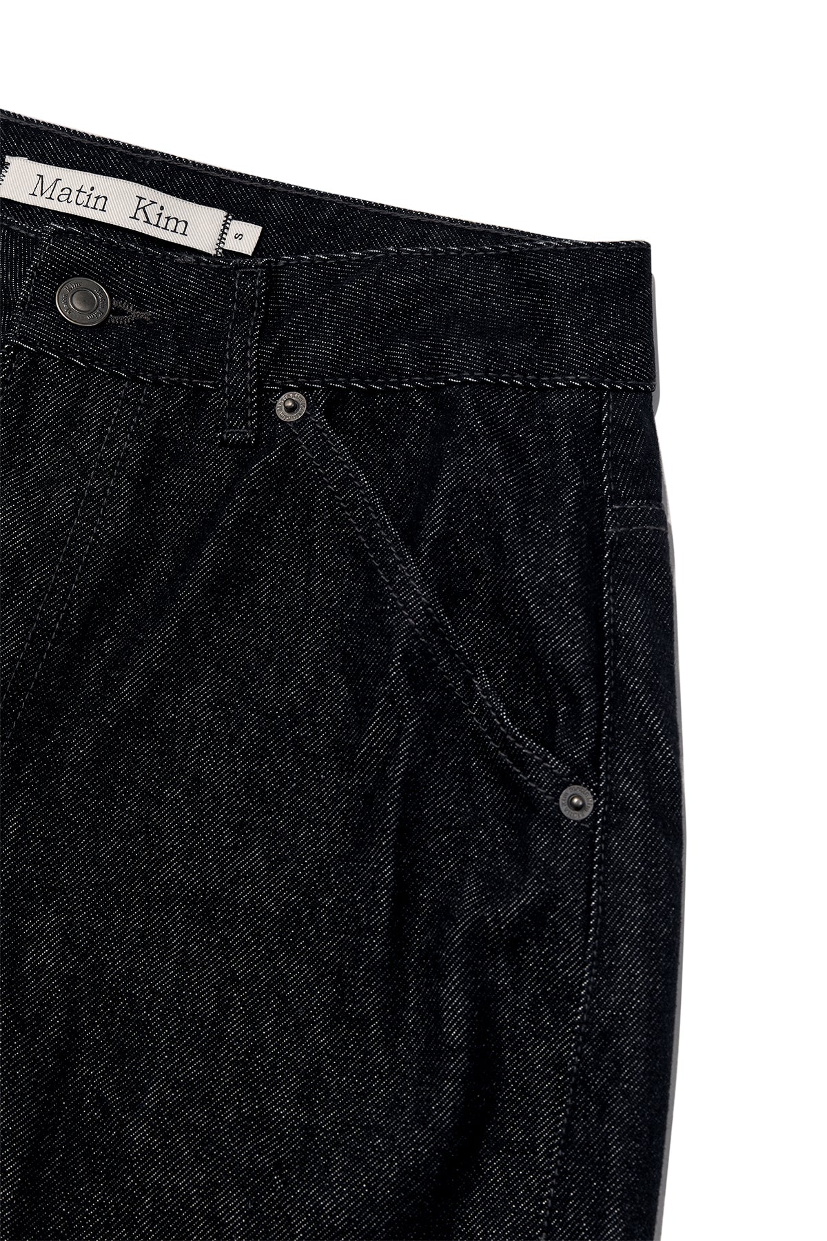 Matin Kim - Stitch Point Crinkle Denim Pants (Black) product image 4 | TRAB K-Fashion Australia