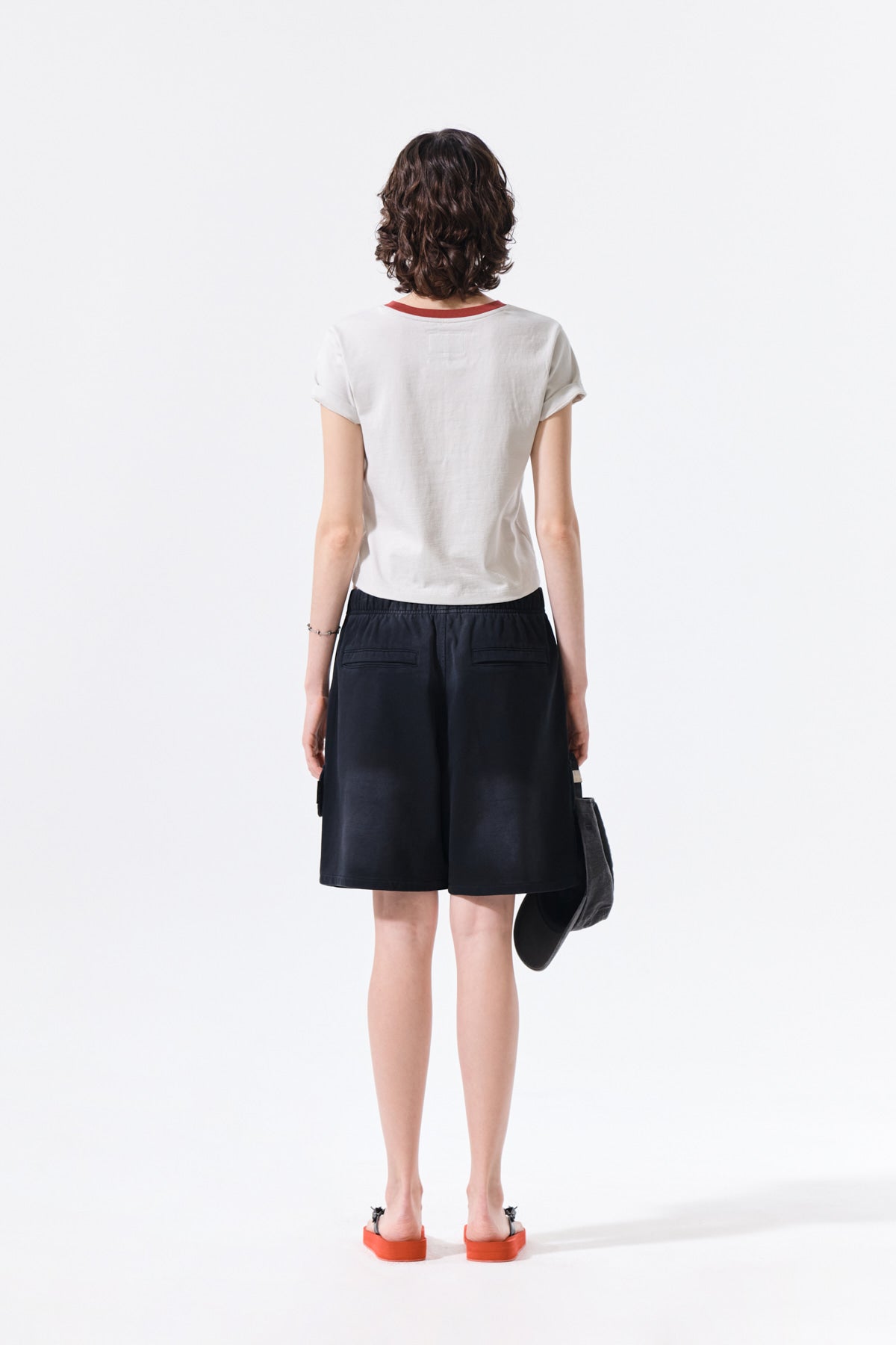 Matin Kim - Tonal Rib Logo Crop Top (Grey) product image 7 | TRAB K-Fashion Australia