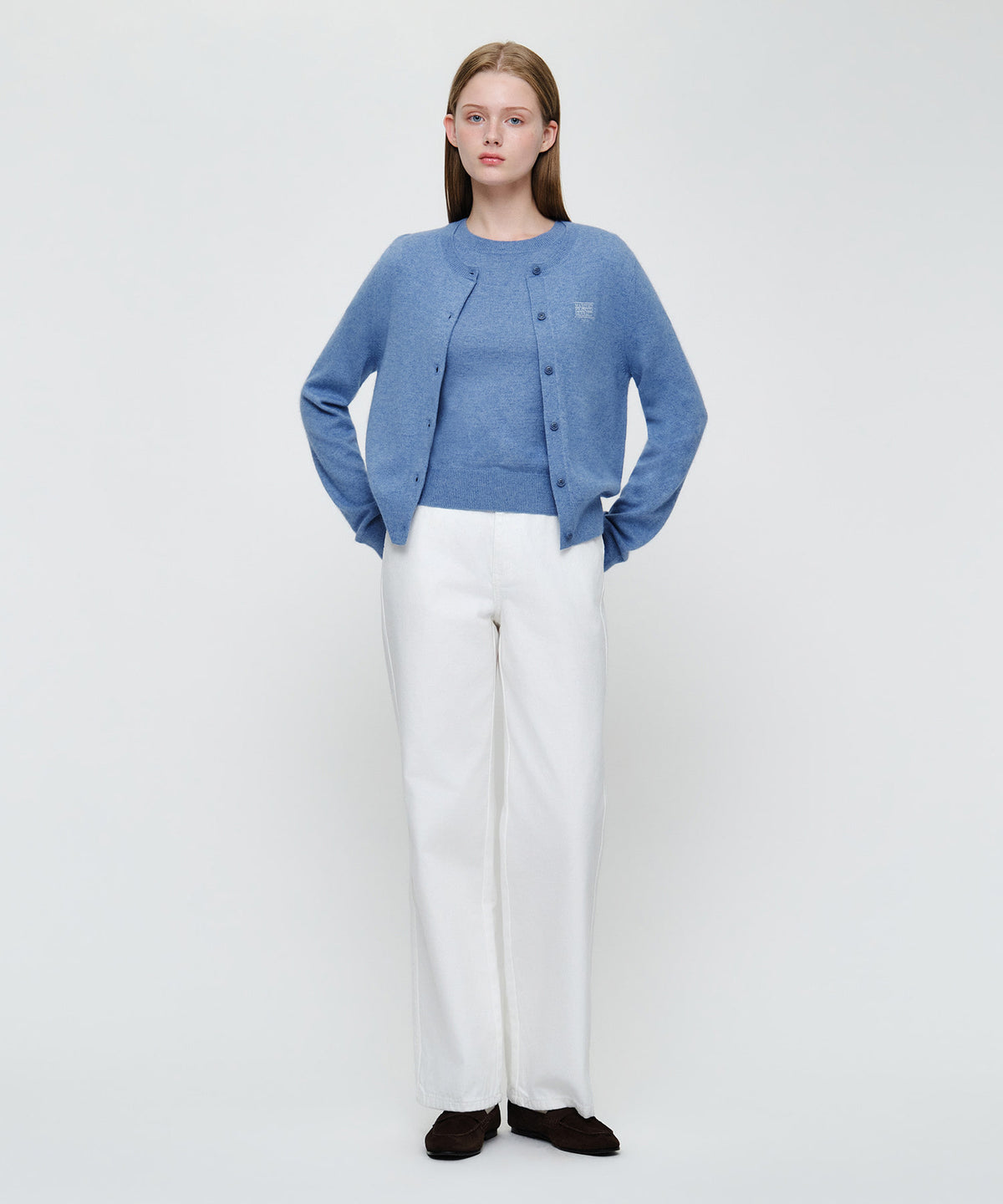Marithe & Francois Girbaud - Small Classic Logo Round Neck Cardigan Set Up (Blue) product image 4 | TRAB K-Fashion Australia