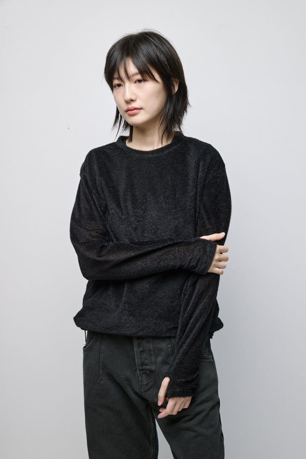 Hatchingroom - Fuzzy Mesh Tee (Black) product image 10 | TRAB K-Fashion Australia