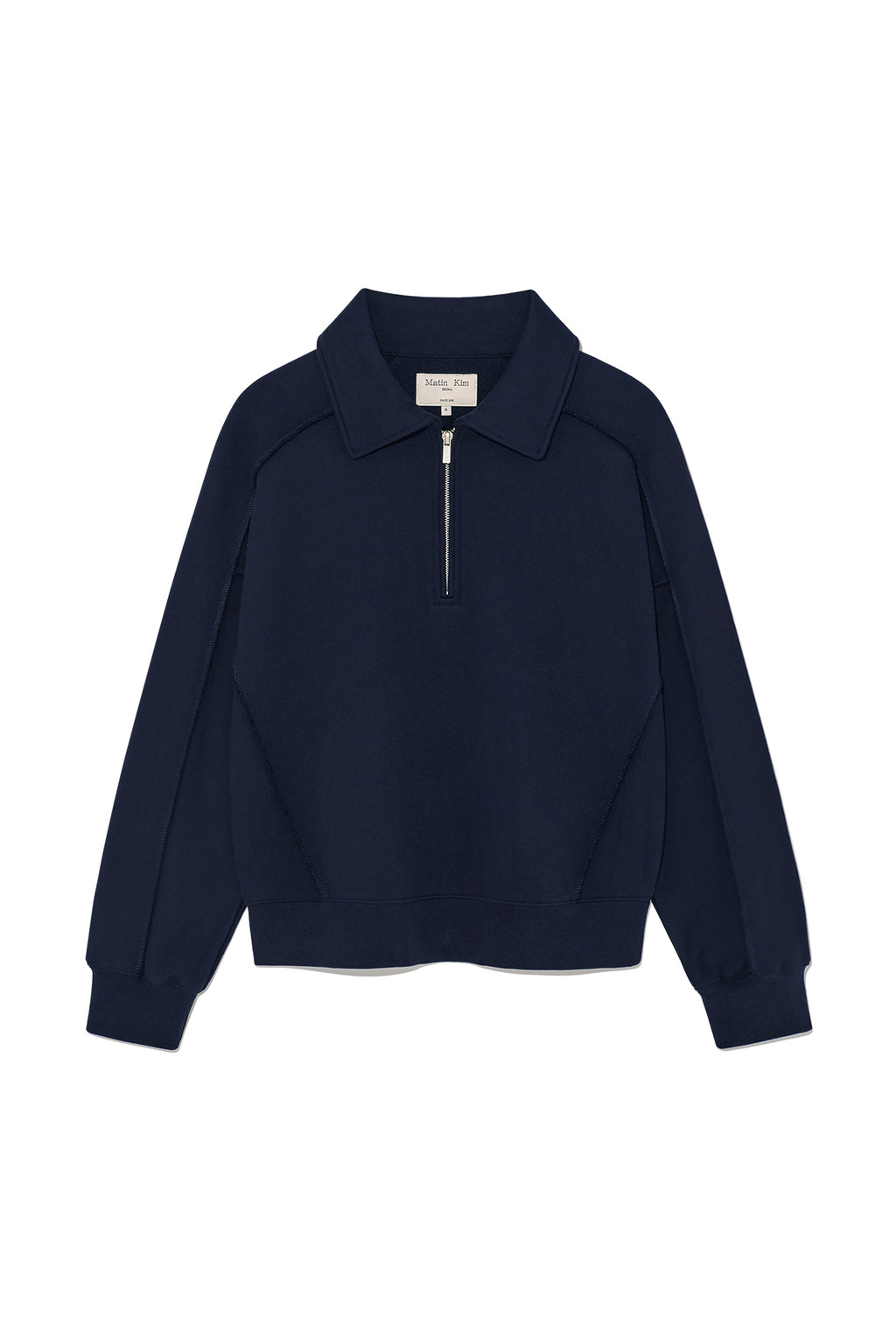 Matin Kim - Back Logo Half Zip Sweatshirt (Navy) product image 1 | TRAB K-Fashion Australia