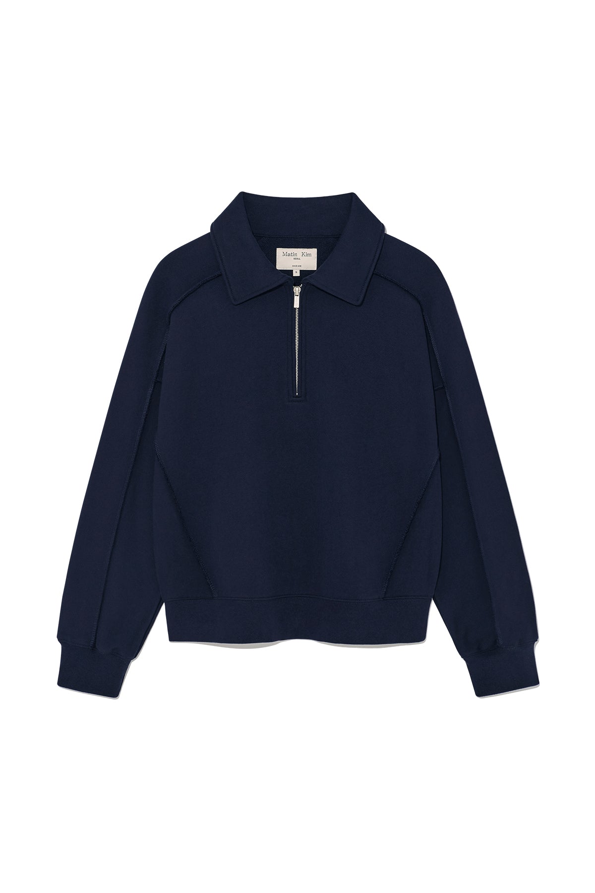 Matin Kim - Back Logo Half Zip Sweatshirt (Navy) product image 1 | TRAB K-Fashion Australia