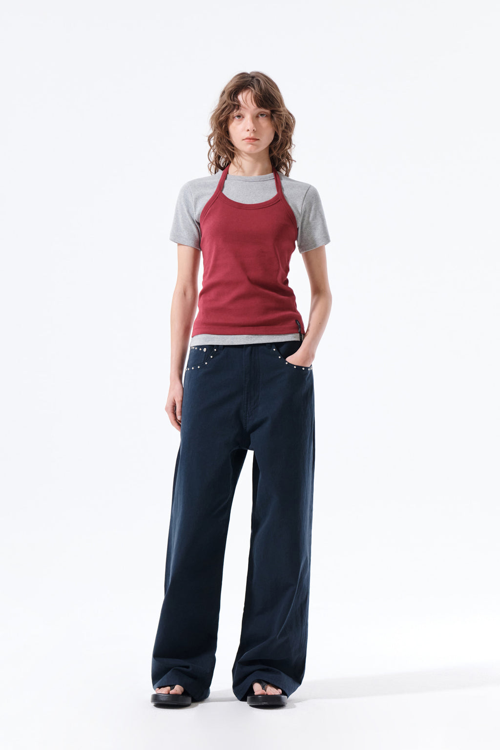 Matin Kim - Label Detail Halter Tank Top (Wine) product image 10 | TRAB K-Fashion Australia