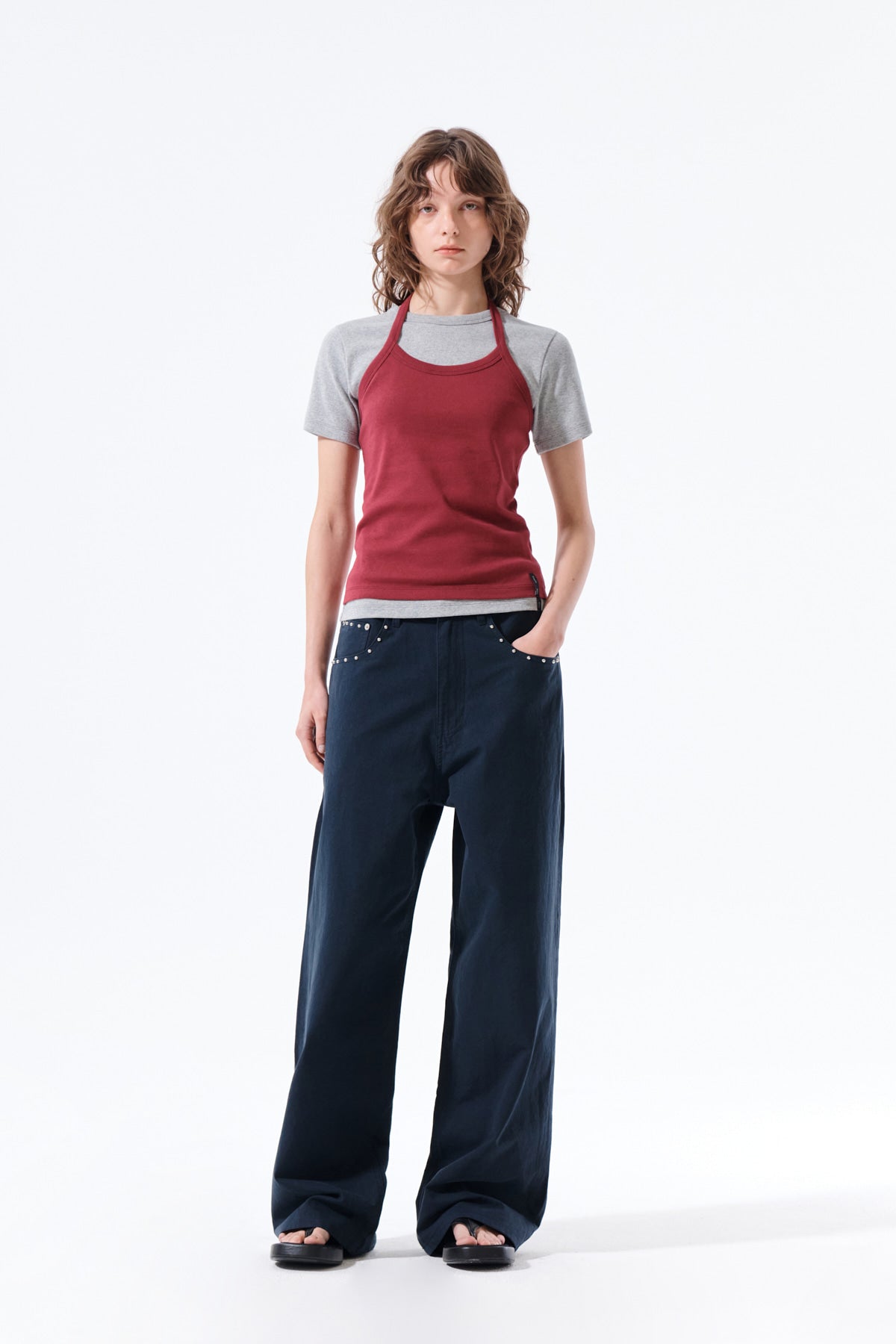 Matin Kim - Label Detail Halter Tank Top (Wine) product image 10 | TRAB K-Fashion Australia