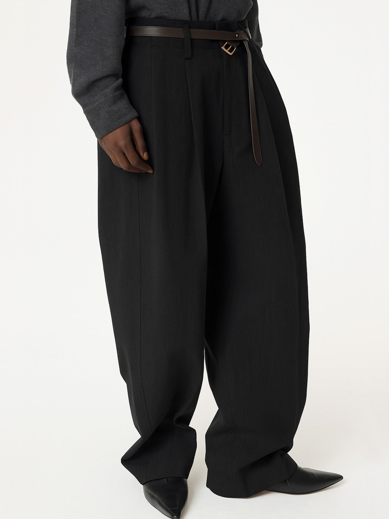 Recto - Quincy Wool Belted Pants (Black) product image 1 | TRAB K-Fashion Australia