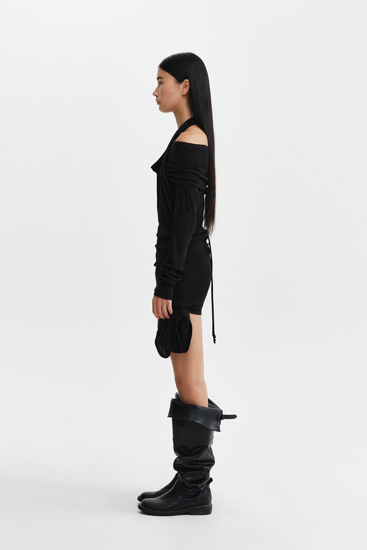 Matin Kim - Two Way Layered Jersey Dress (Black) product image 7 | TRAB K-Fashion Australia
