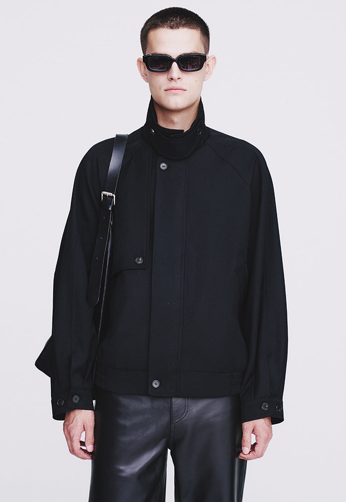 Tonywack - Hard Twist Wool Twill Gun Flap Blouson Jacket (Black) product image 6 | TRAB K-Fashion Australia