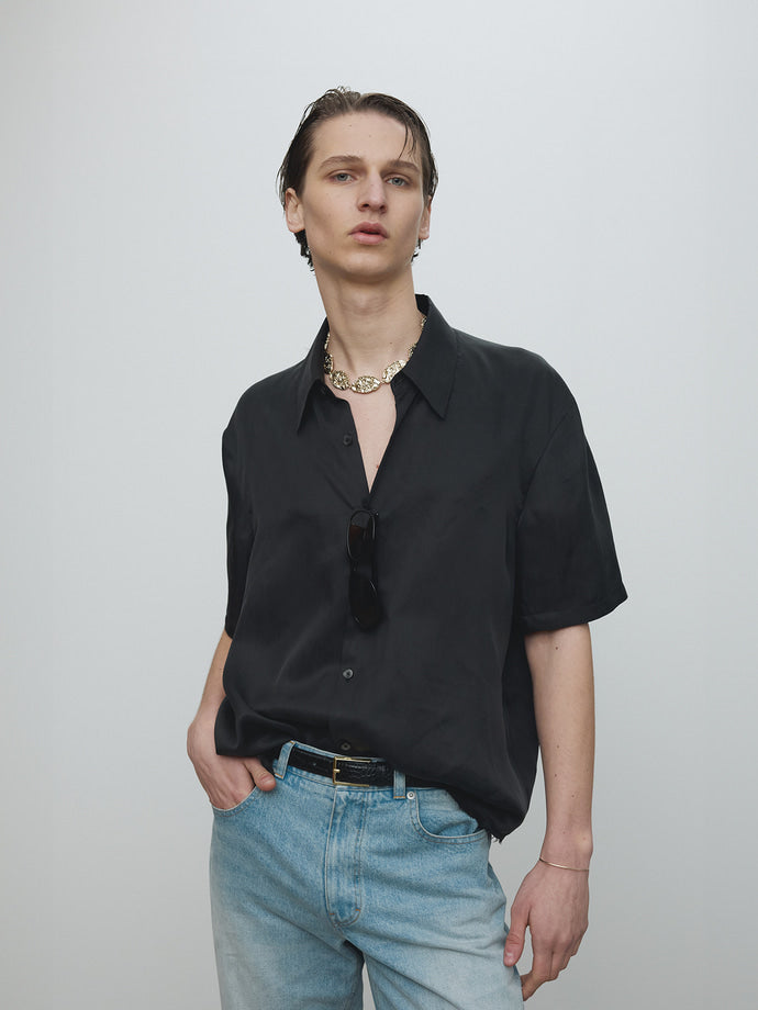 Tonywack - Fluid Cupro Shirt (Japanese Fabric) (Carbon) product image 1 | TRAB K-Fashion Australia