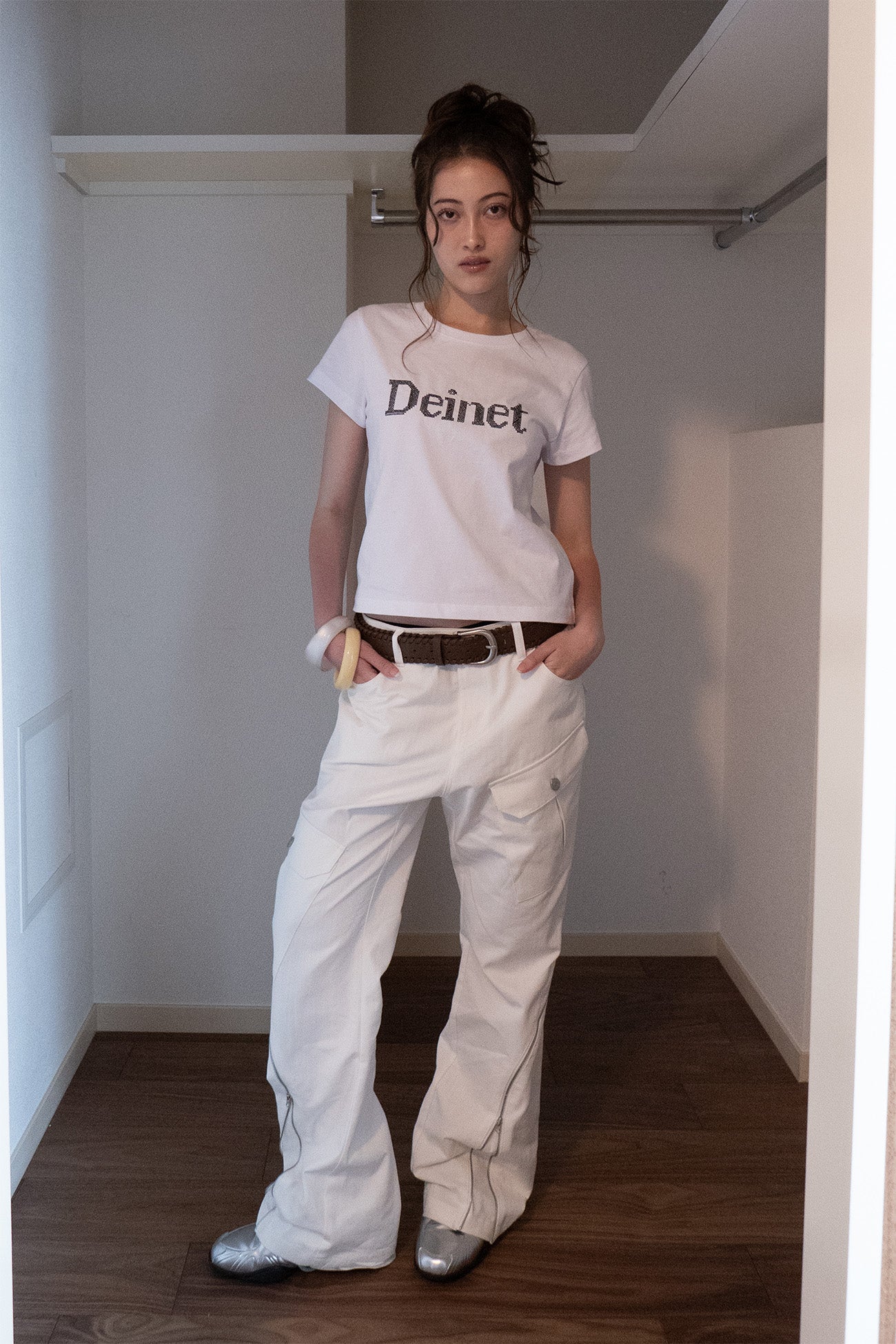Deinet - Zipper Bootscut Cargo Pants (White) product image 4 | TRAB K-Fashion Australia