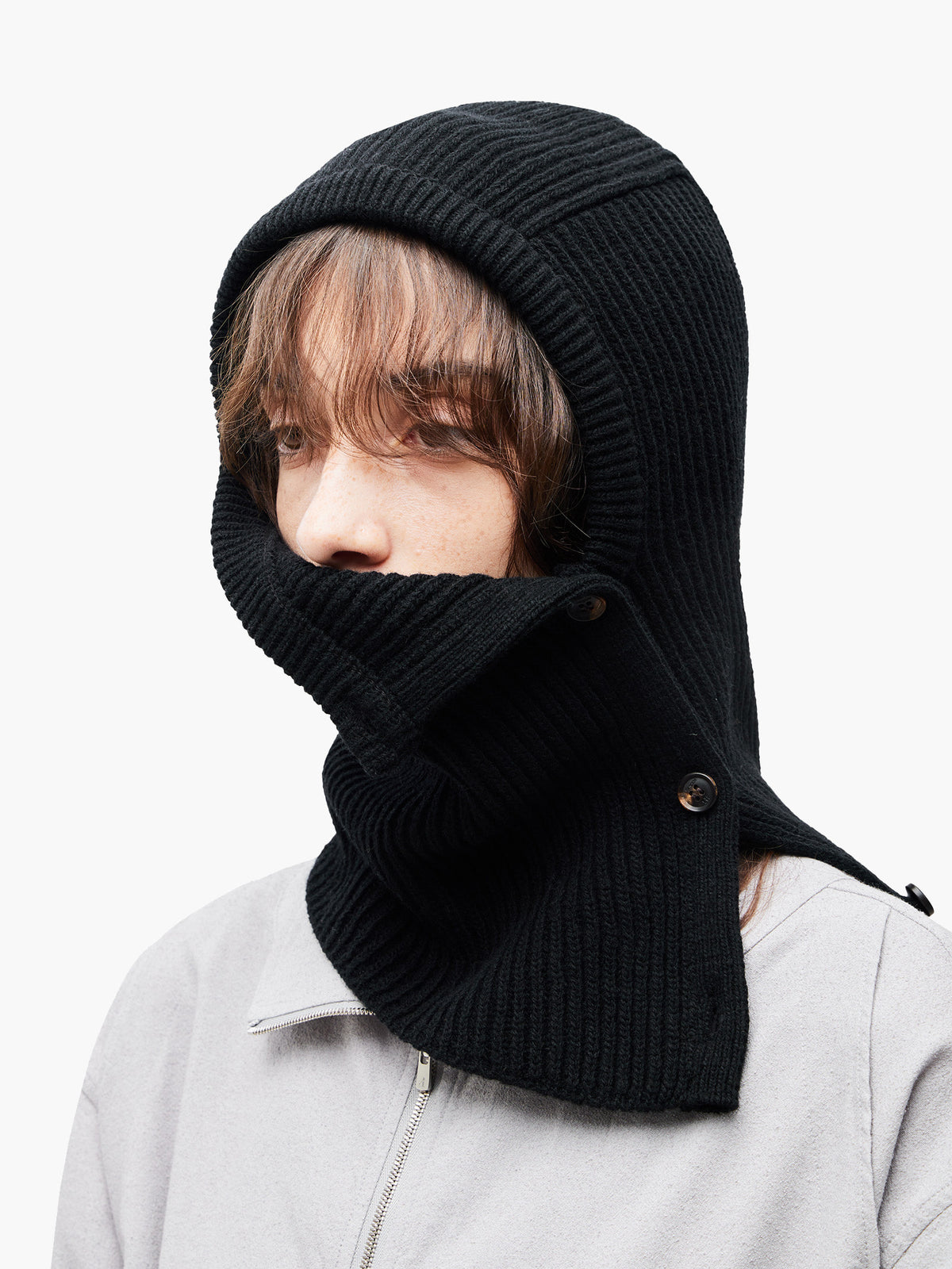 Jiyong Kim - Button Closure Balaclava (Black) product image 8 | TRAB K-Fashion Australia