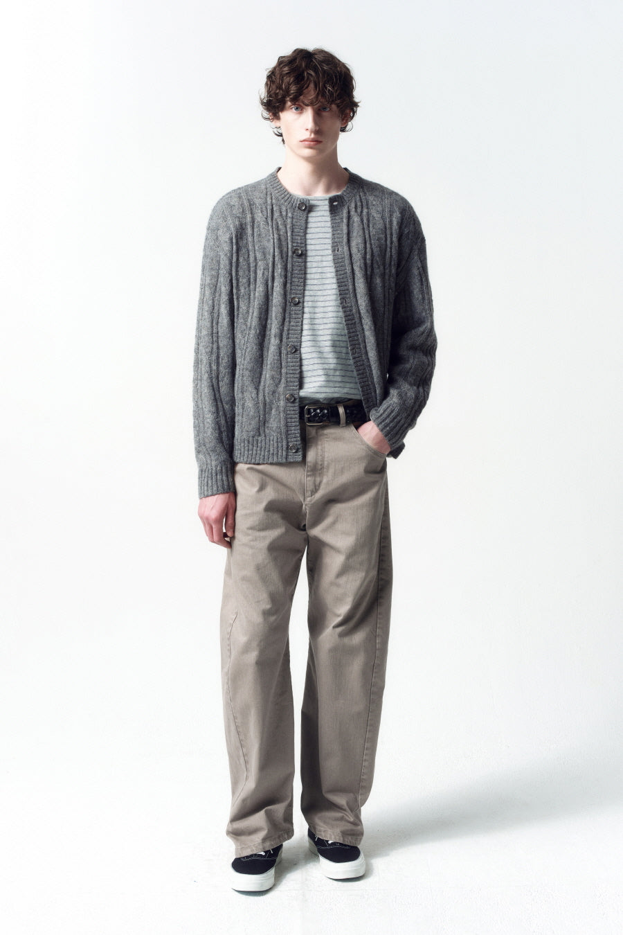 Insilence - Seared Cable Cardigan (Melange Grey) product image 1 | TRAB K-Fashion Australia