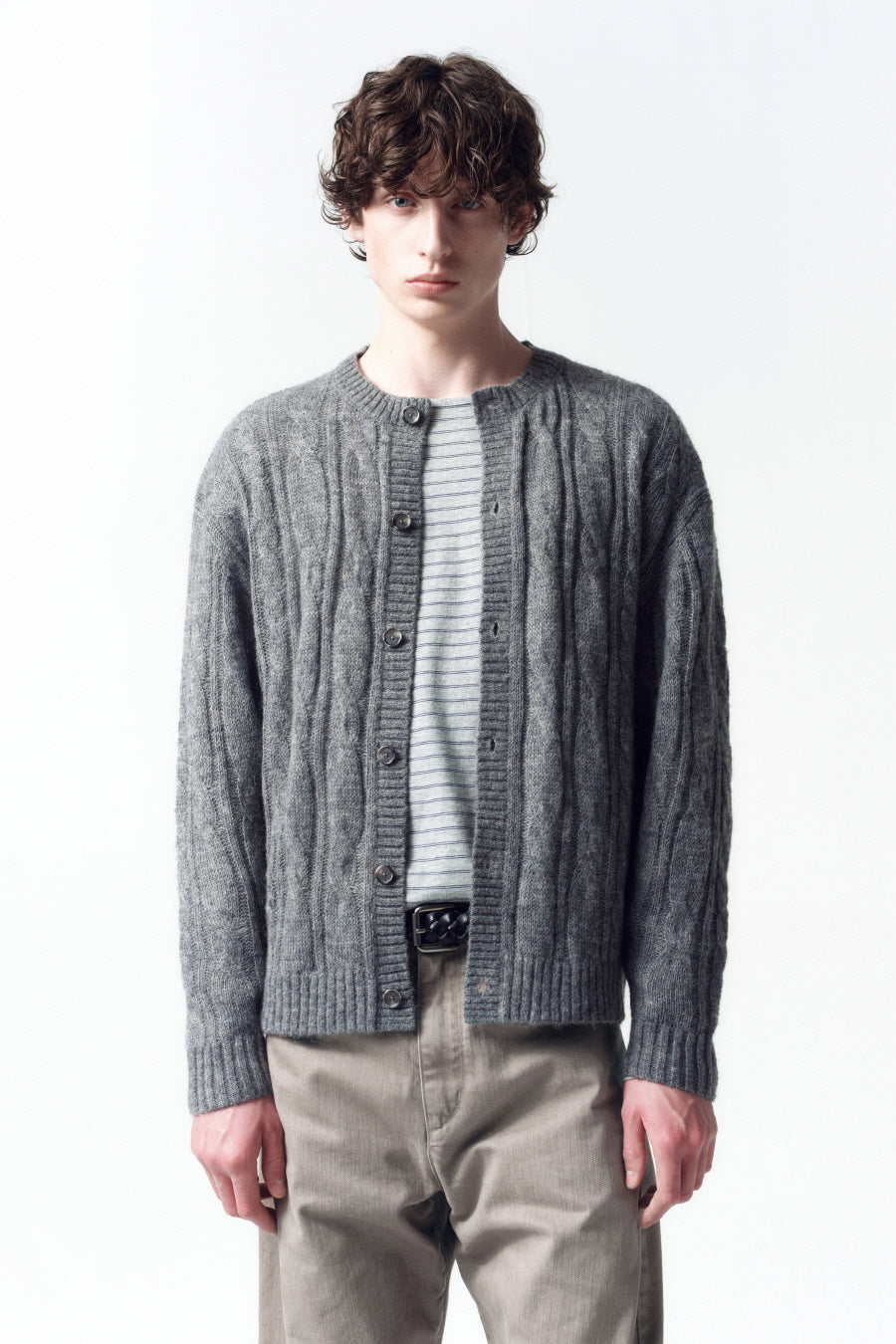 Insilence - Seared Cable Cardigan (Melange Grey) product image 2 | TRAB K-Fashion Australia