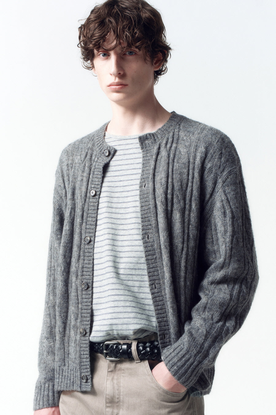 Insilence - Seared Cable Cardigan (Melange Grey) product image 6 | TRAB K-Fashion Australia
