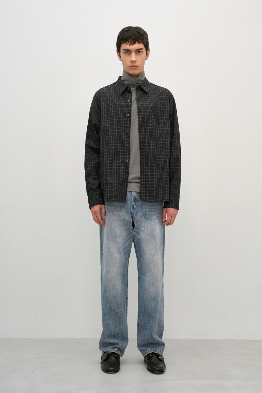 Insilence - Oversized Check Shirt (Mud Black) product image 3 | TRAB K-Fashion Australia