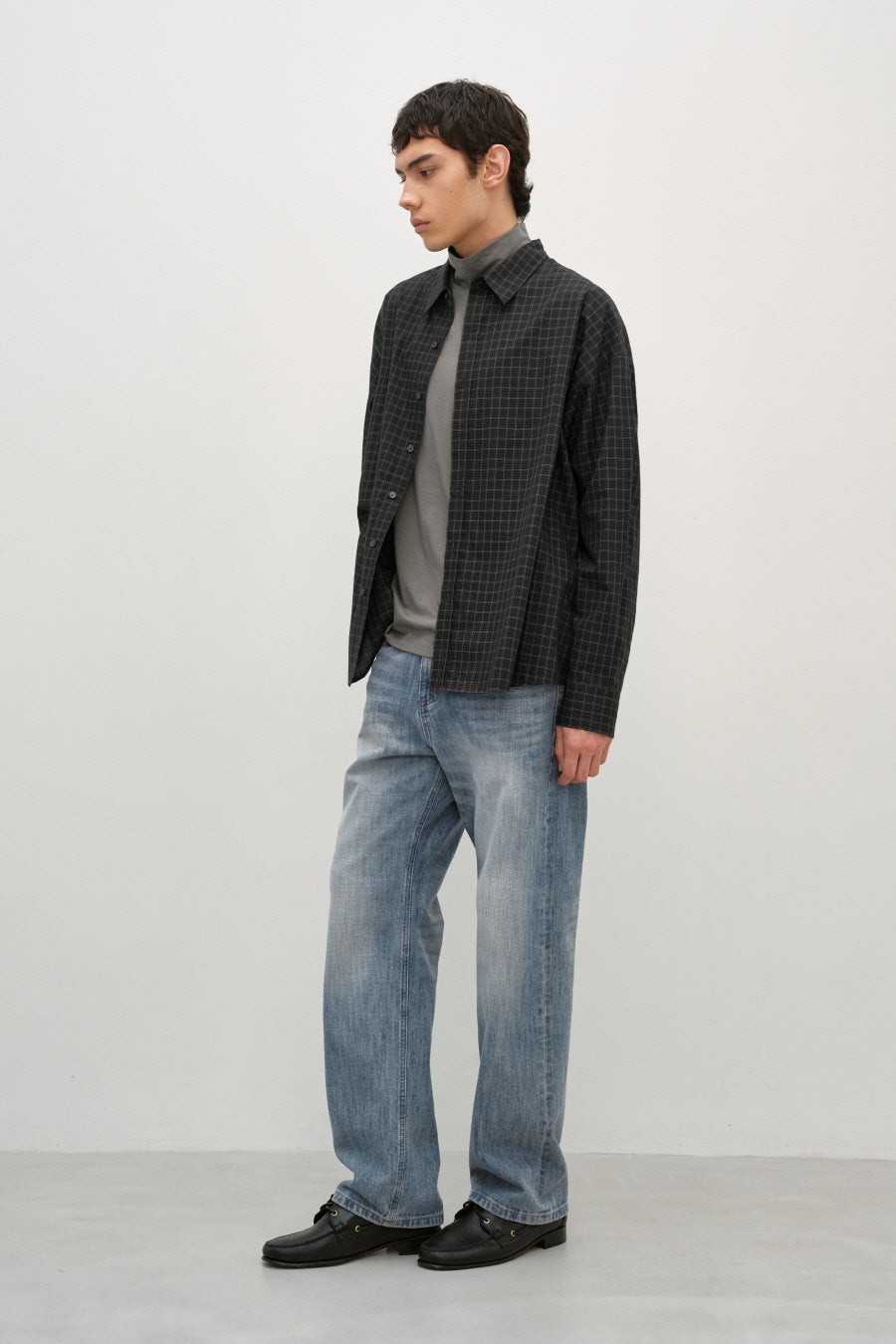 Insilence - Oversized Check Shirt (Mud Black) product image 4 | TRAB K-Fashion Australia