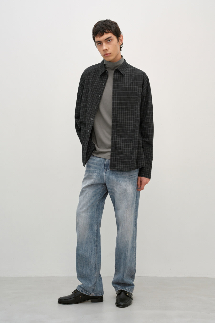 Insilence - Oversized Check Shirt (Mud Black) product image 6 | TRAB K-Fashion Australia