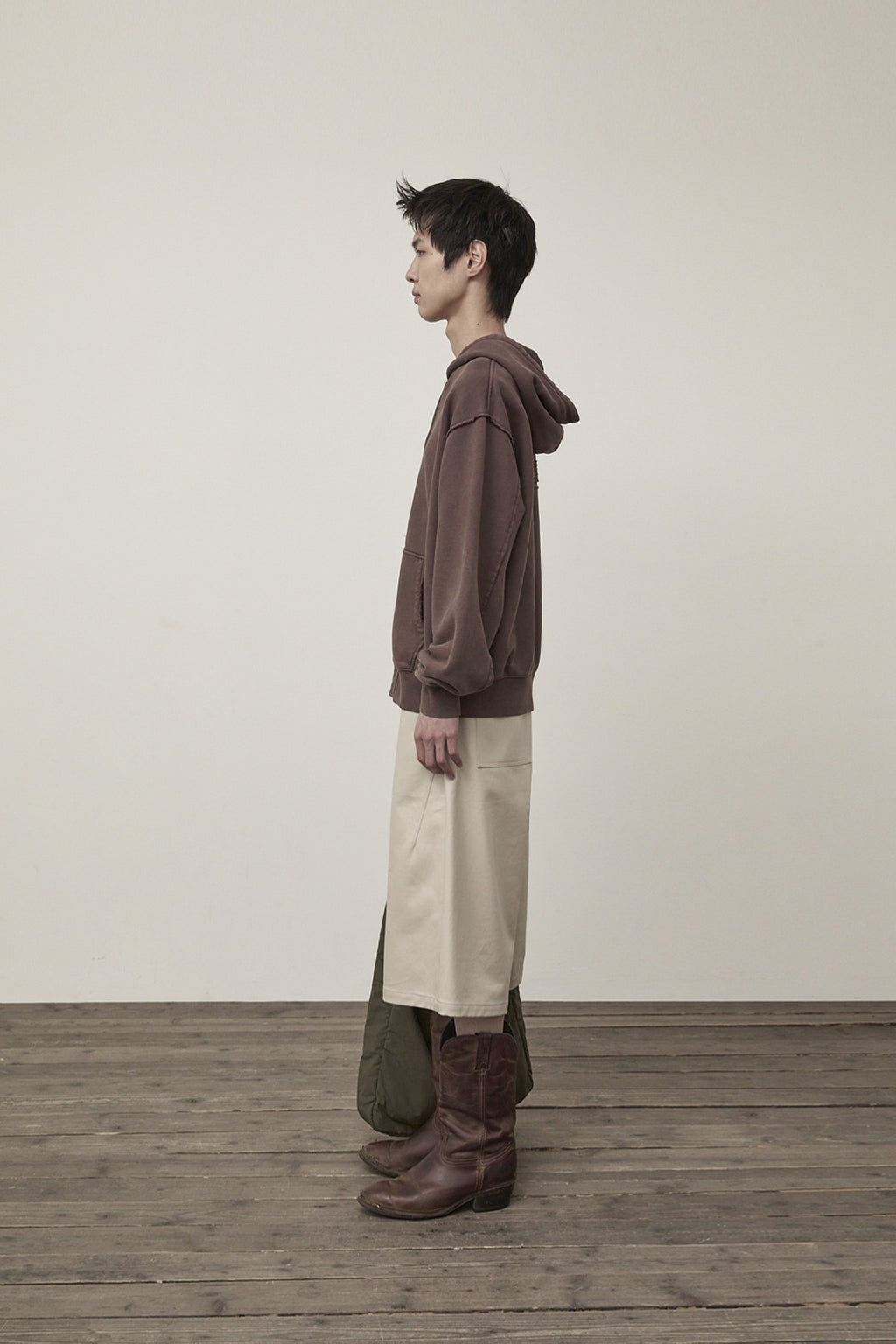 Matin Kim - Back Logo Washed Hoody Zip Up (Cocoa) product image 6 | TRAB K-Fashion Australia