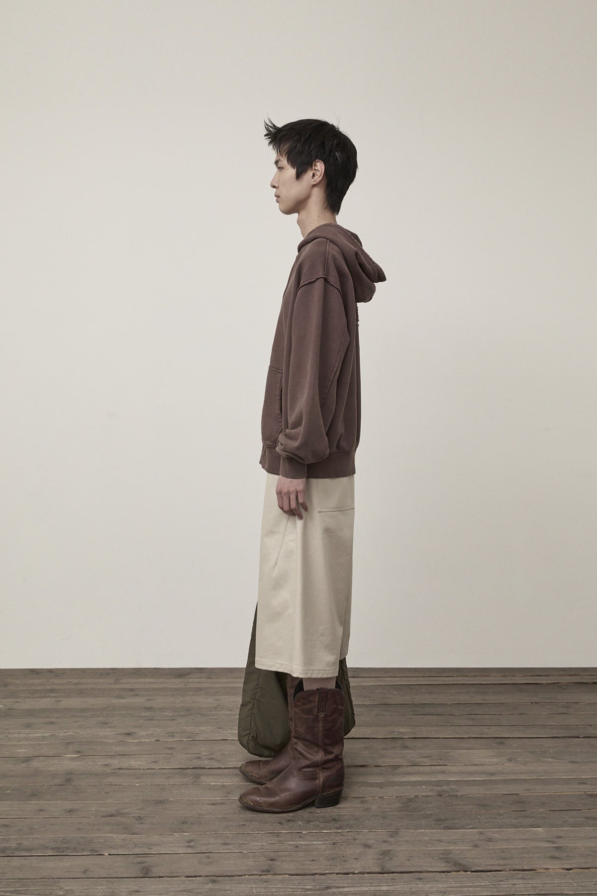 Matin Kim - Back Logo Washed Hoody Zip Up (Cocoa) product image 6 | TRAB K-Fashion Australia