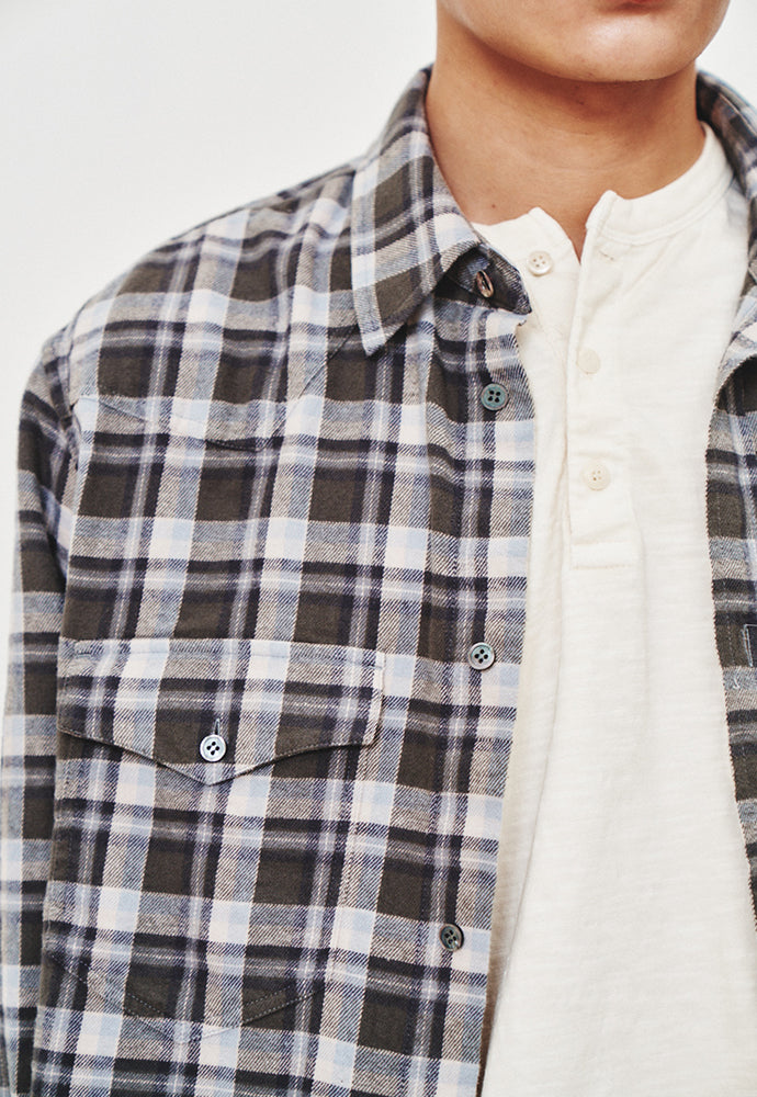 Art if acts - Washed Check Western Shirt (Khaki/Grey) product image 7 | TRAB K-Fashion Australia