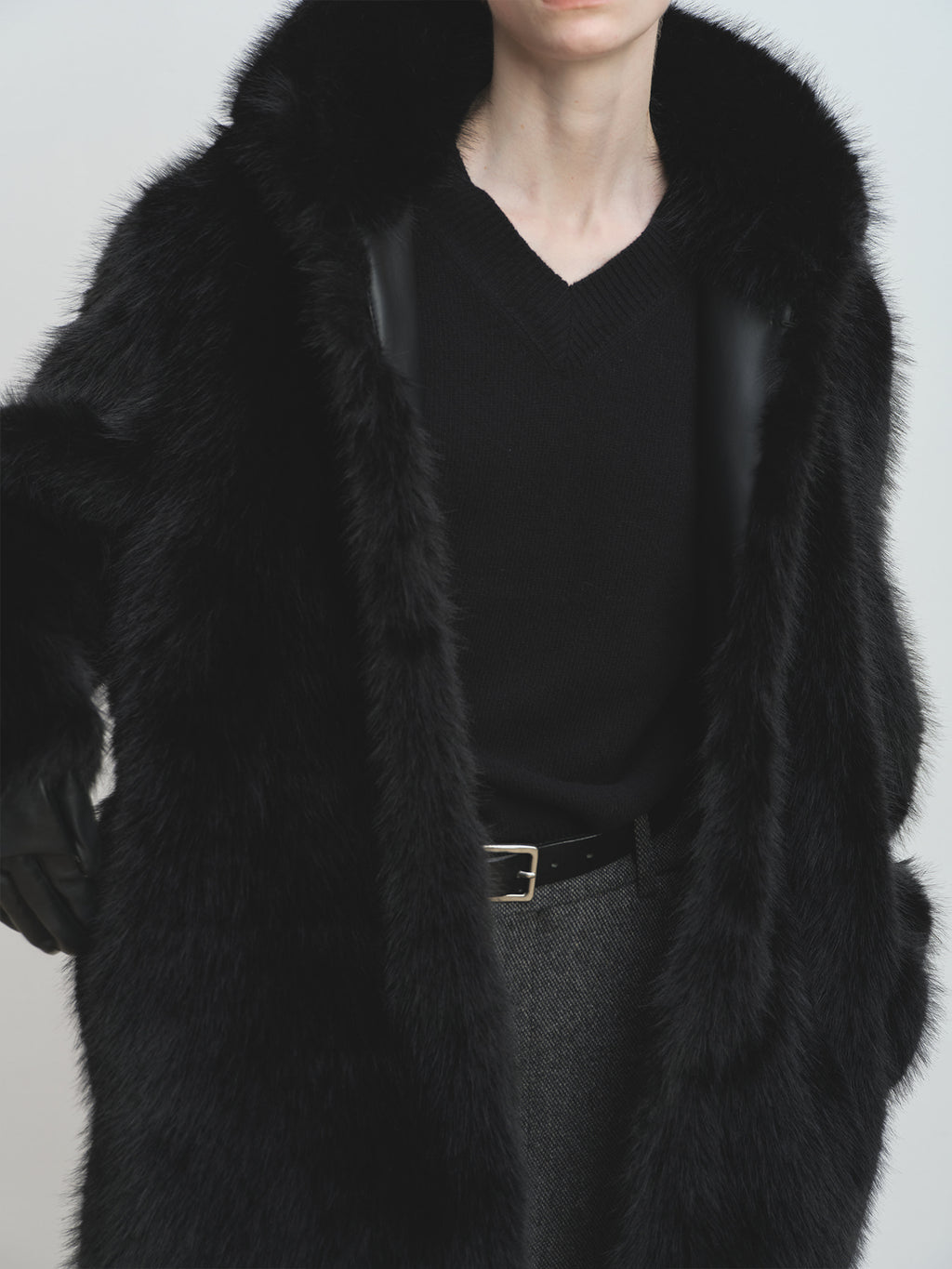 Tonywack - Faux Fur Hooded Half Coat (Black) product image 8 | TRAB K-Fashion Australia