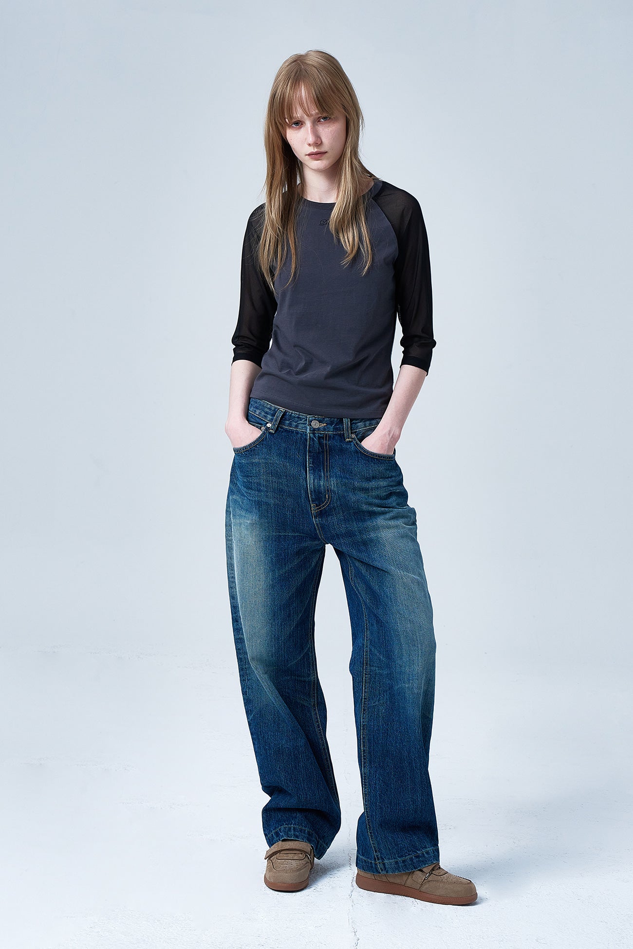 Deinet - Mesh Contrast Raglan Half Sleeve (Charcoal) product image 4 | TRAB K-Fashion Australia