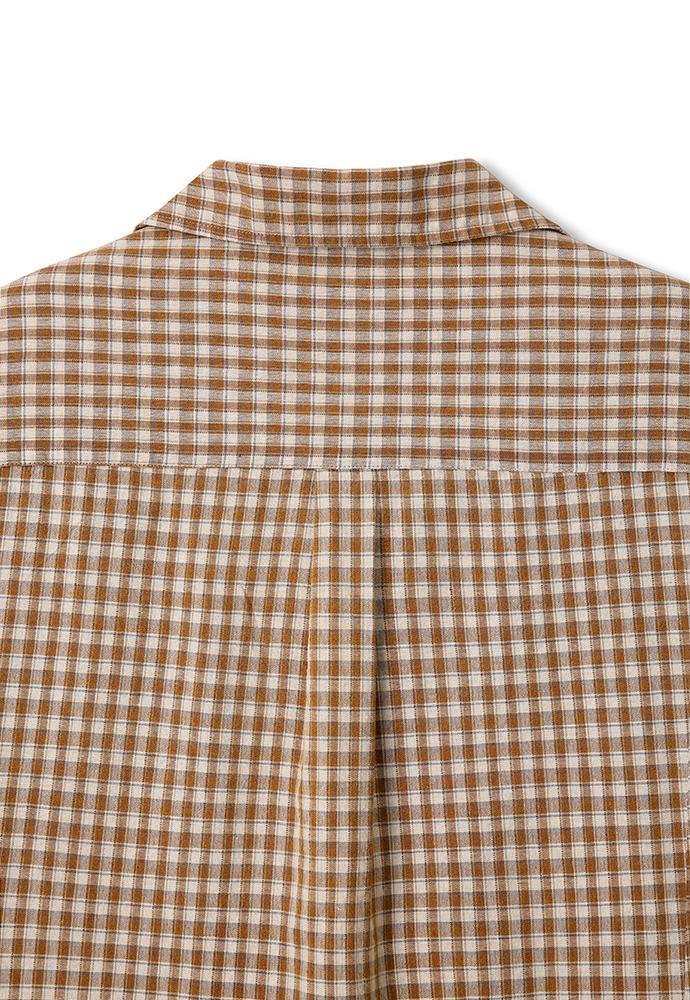 Art if acts - Open Collar Check Half Shirt (Tan) product image 10 | TRAB K-Fashion Australia