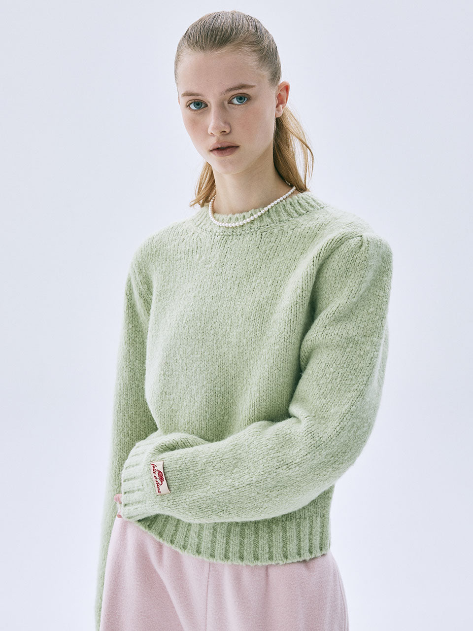 Mardi Mercredi - Wool Blended Pullover Puff Sleeve (Mint) product image 1 | TRAB K-Fashion Australia