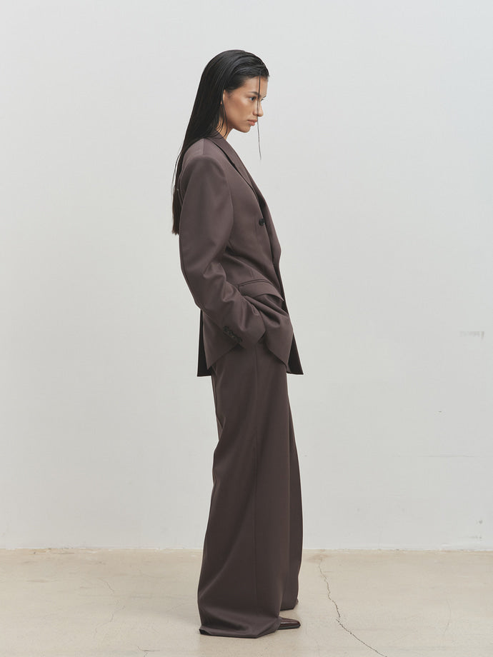 Tonywack - Wool Wide-Leg Pleated Trousers (Khaki Dark Brown) product image 5 | TRAB K-Fashion Australia