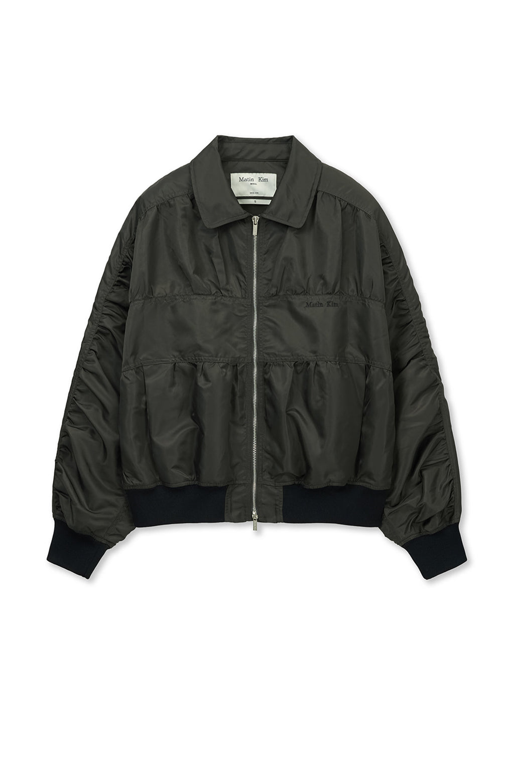 Matin Kim - Small Logo Shirring Jumper (Khaki) product image 1 | TRAB K-Fashion Australia