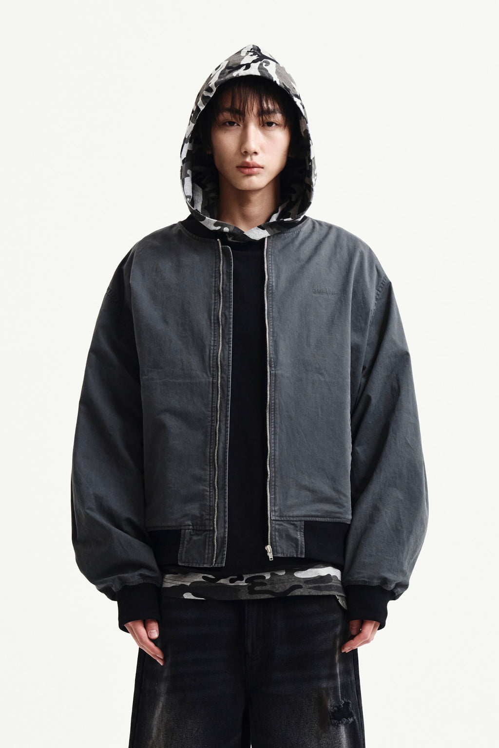 Matin Kim - Vintage Washed Back Logo Jumper (Charcoal) product image 11 | TRAB K-Fashion Australia