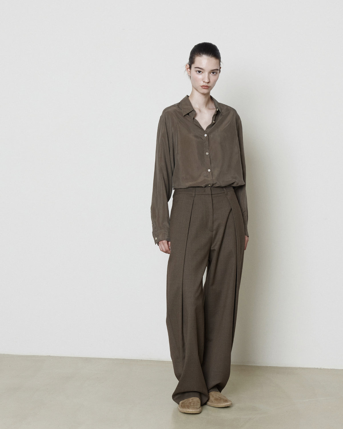 Brownyard - Cupro Shirt (Dark Brown) product image 1 | TRAB K-Fashion Australia