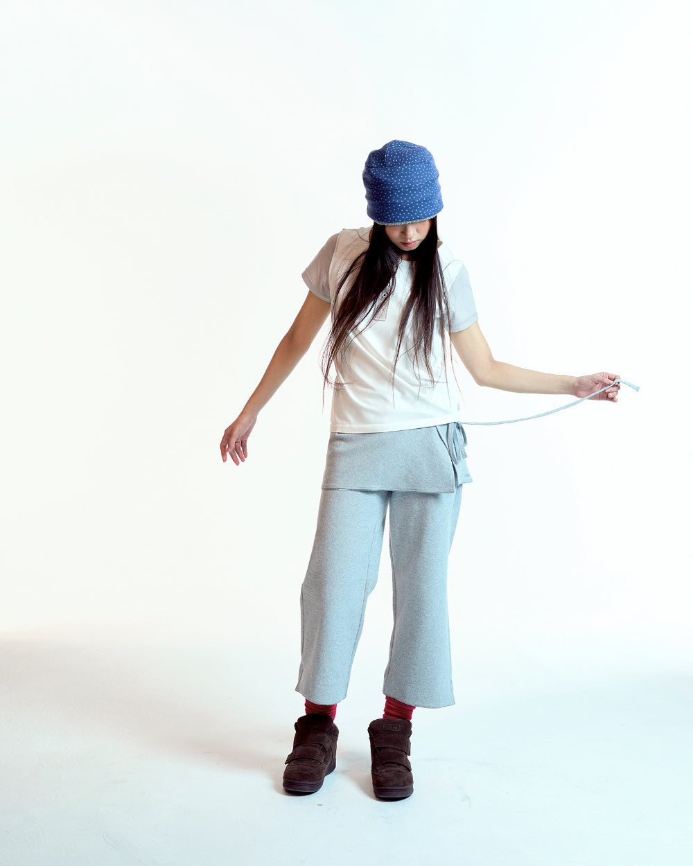Coyseio - Soft Cropped Skirt Pants (Melange Grey) product image 2 | TRAB K-Fashion Australia