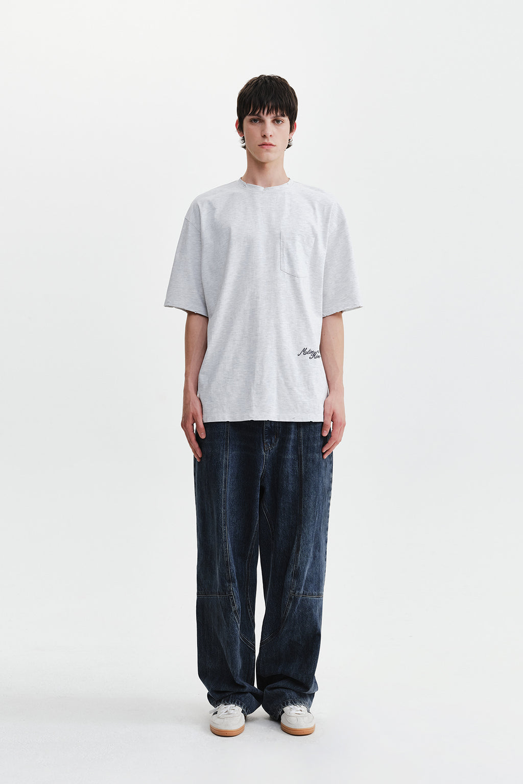 Matin Kim - Curved Seam Straight Denim Pants (Blue) product image 7 | TRAB K-Fashion Australia