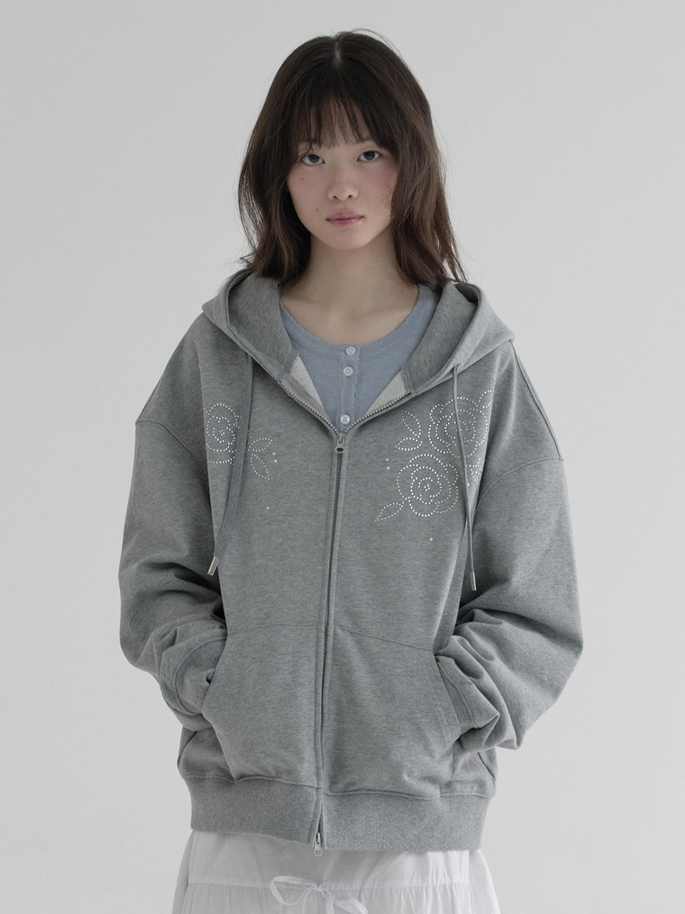Margarin Fingers - Rose Hoodie Zip-Up (Melange) product image 1 | TRAB K-Fashion Australia