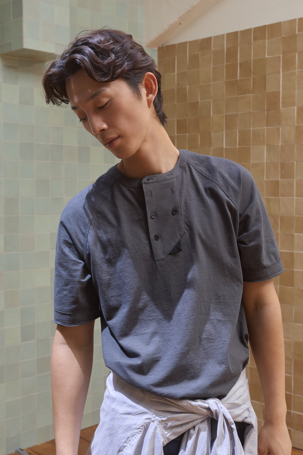 Hatchingroom - Double Breasted Tee Slub (Charcoal) product image 5 | TRAB K-Fashion Australia