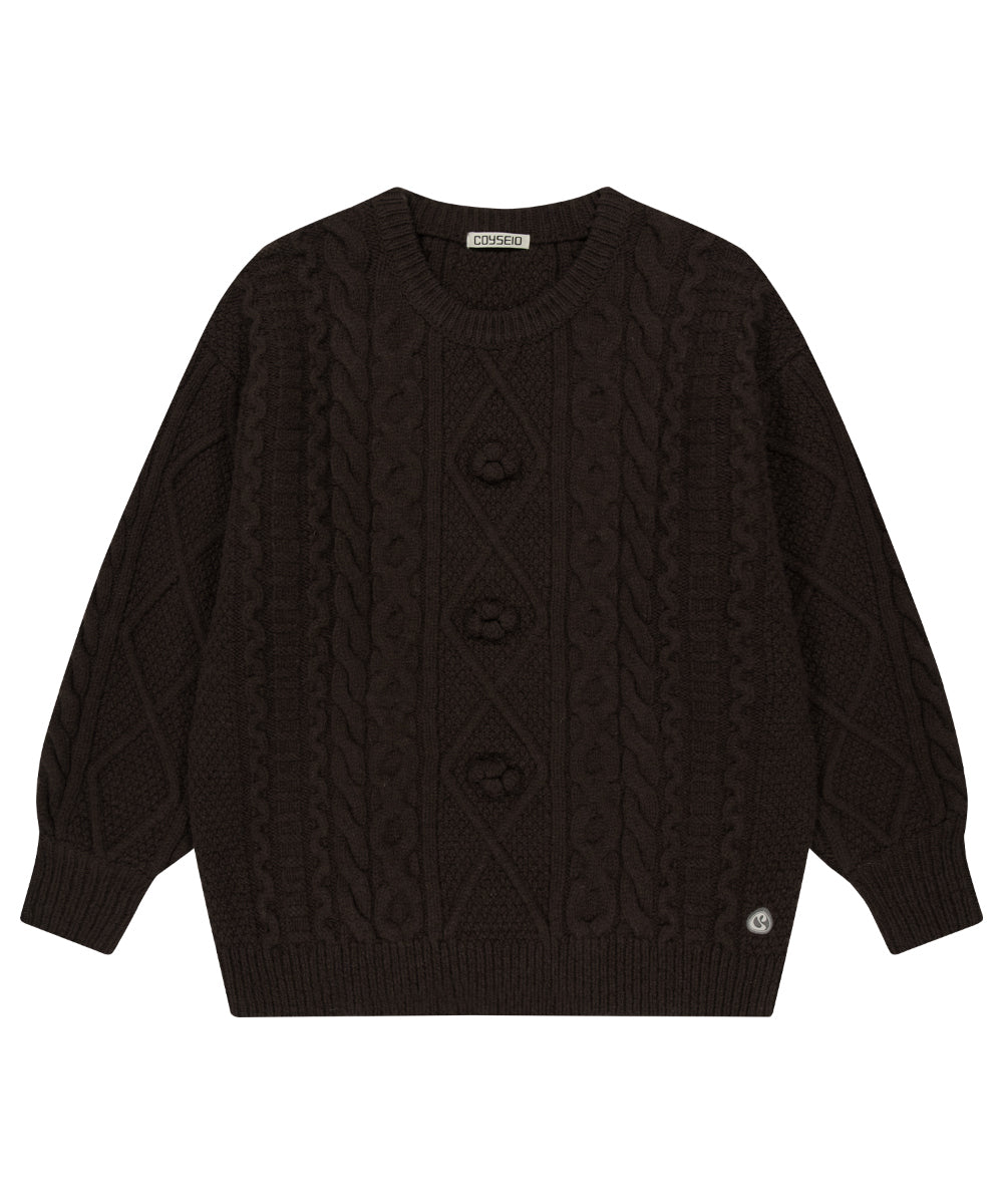 Coyseio - Pompom Cable Knit (Brown) product image 12 | TRAB K-Fashion Australia