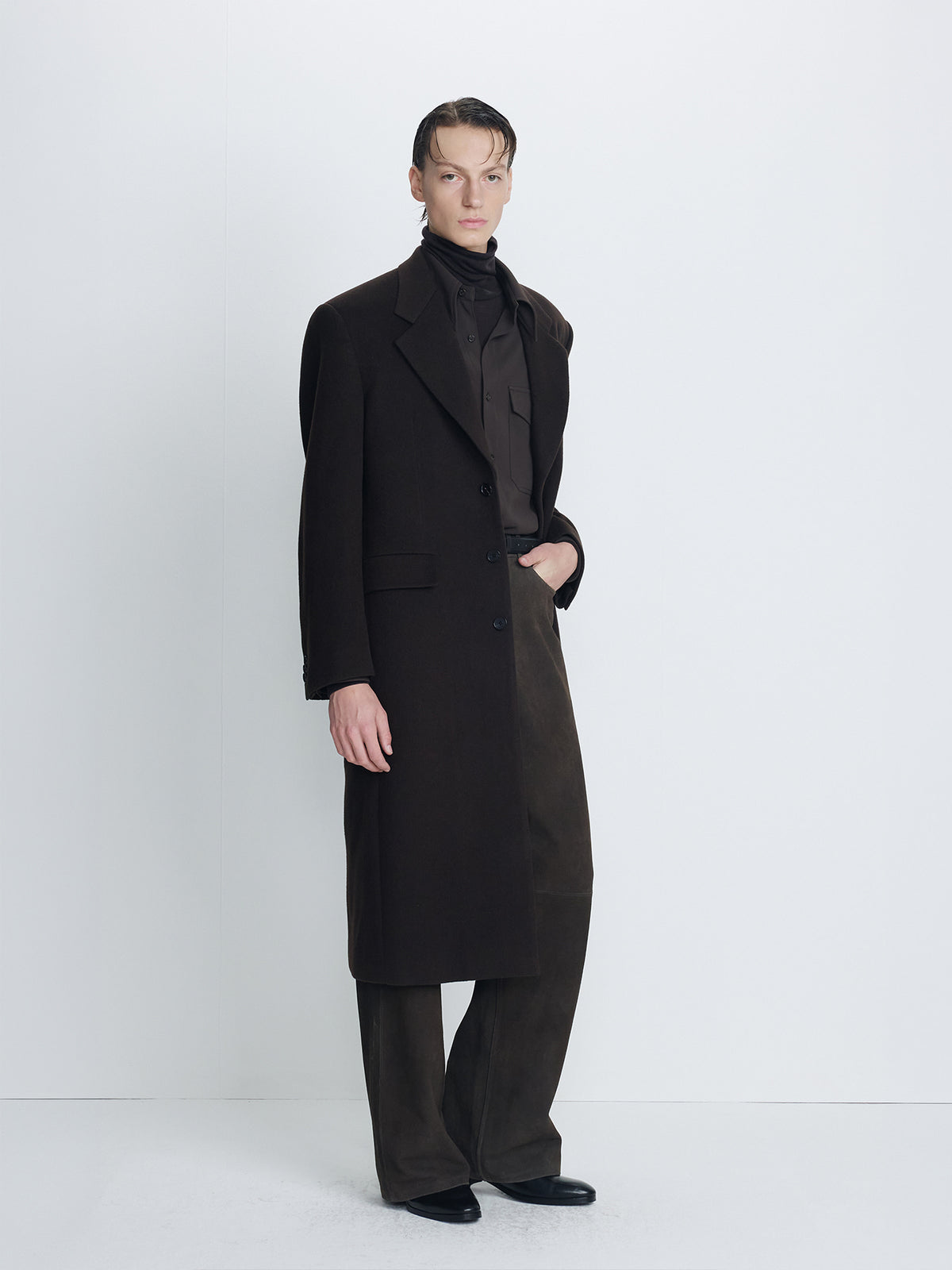 Tonywack - Wool And Cashmere Tailored Coat (Deep Brown) product image 1 | TRAB K-Fashion Australia