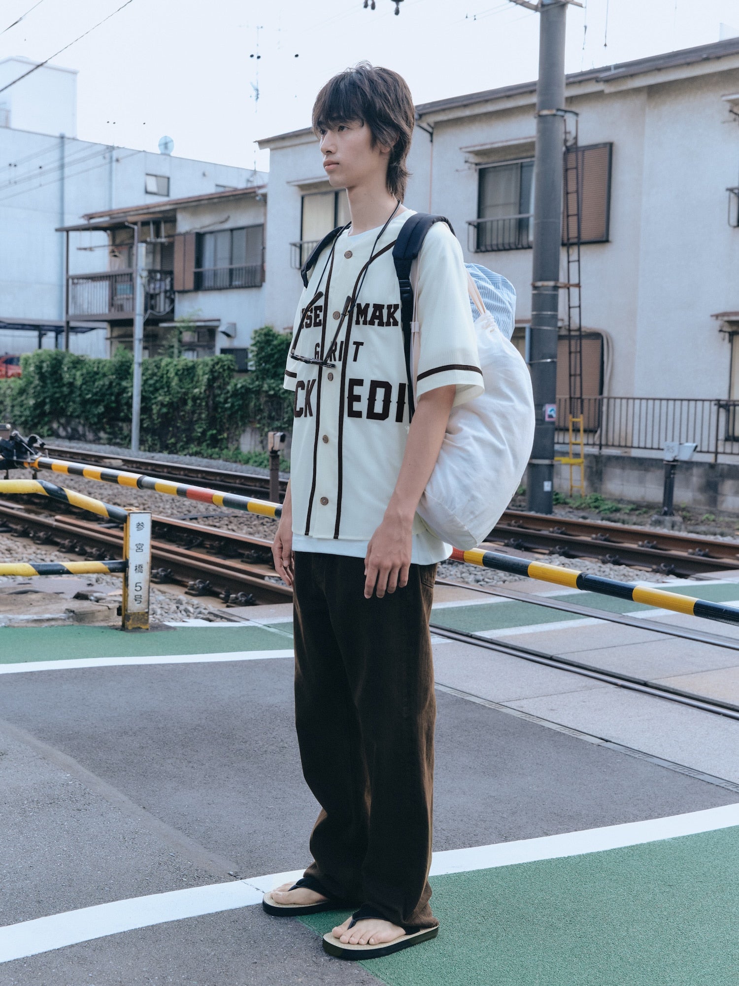 STU - Seersucker Baseball Shirt (Ivory) product image 2 | TRAB K-Fashion Australia