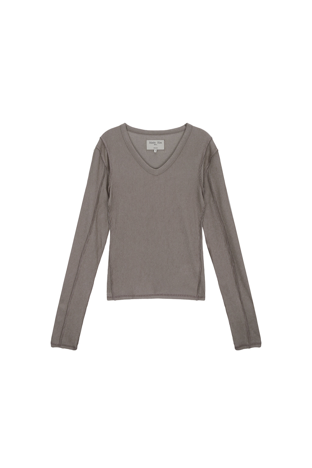 Matin Kim - Stitch V Neck Slim Long Sleeve (Brown) product image 1 | TRAB K-Fashion Australia