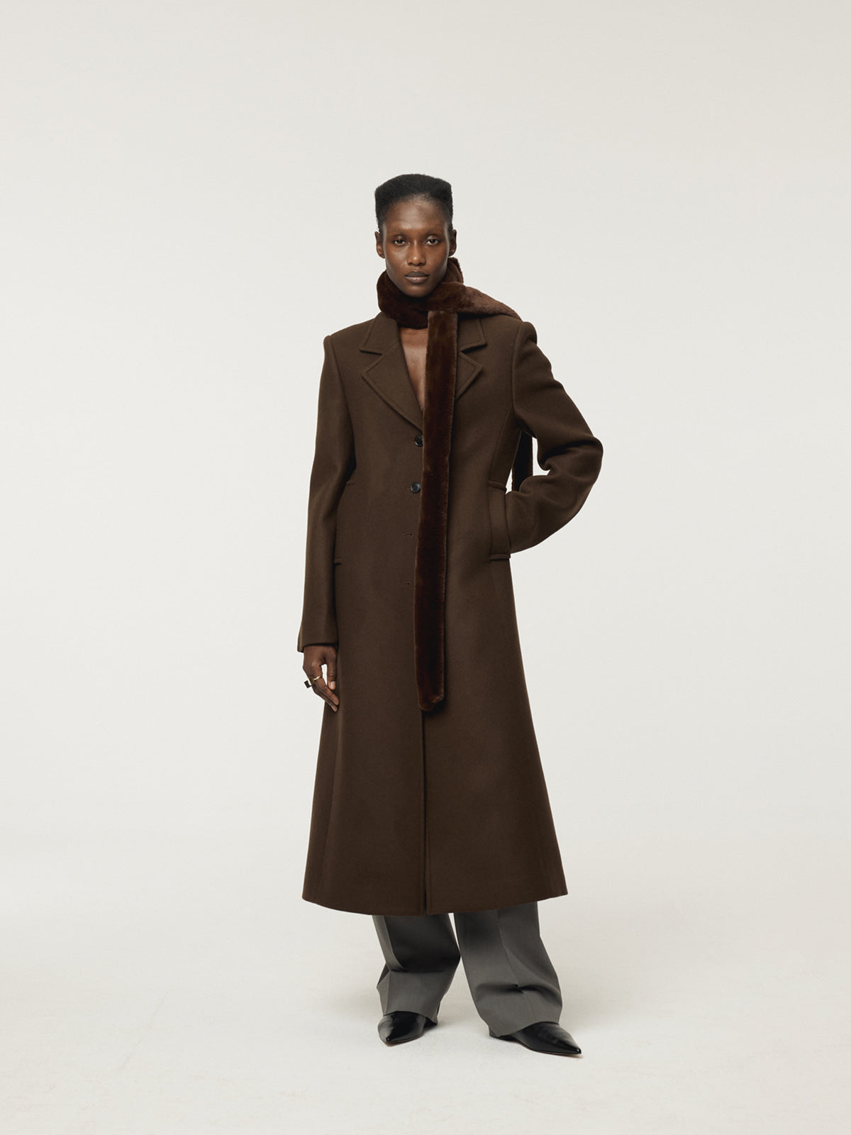 Recto - Slim Fit Long Coat (Vintage Brown) product image 2 | TRAB K-Fashion Australia
