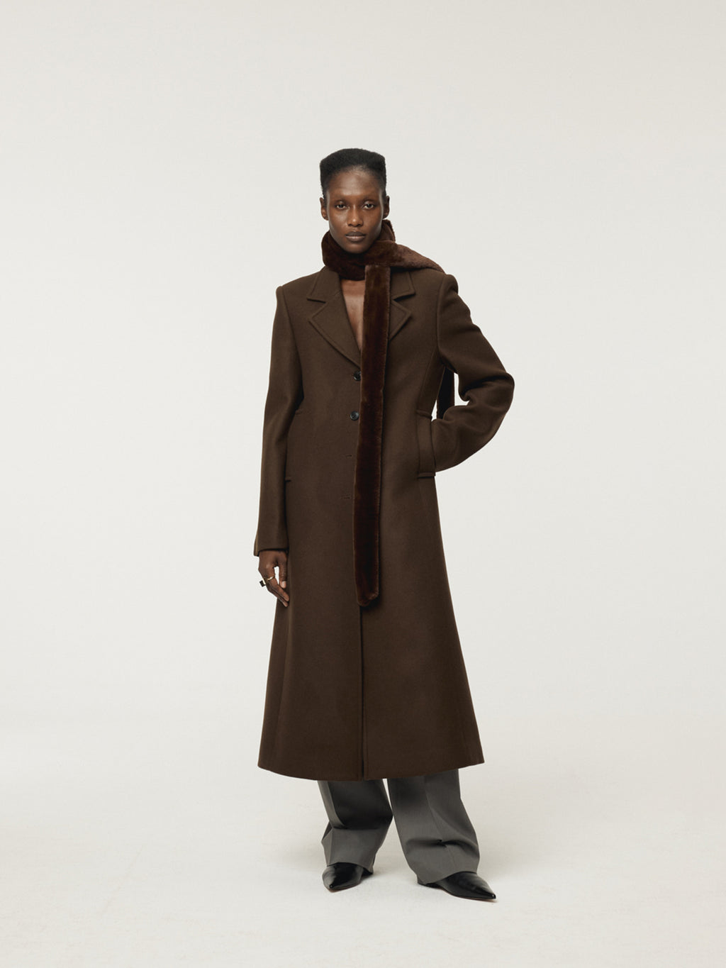 Recto - Slim Fit Long Coat (Vintage Brown) product image 2 | TRAB K-Fashion Australia