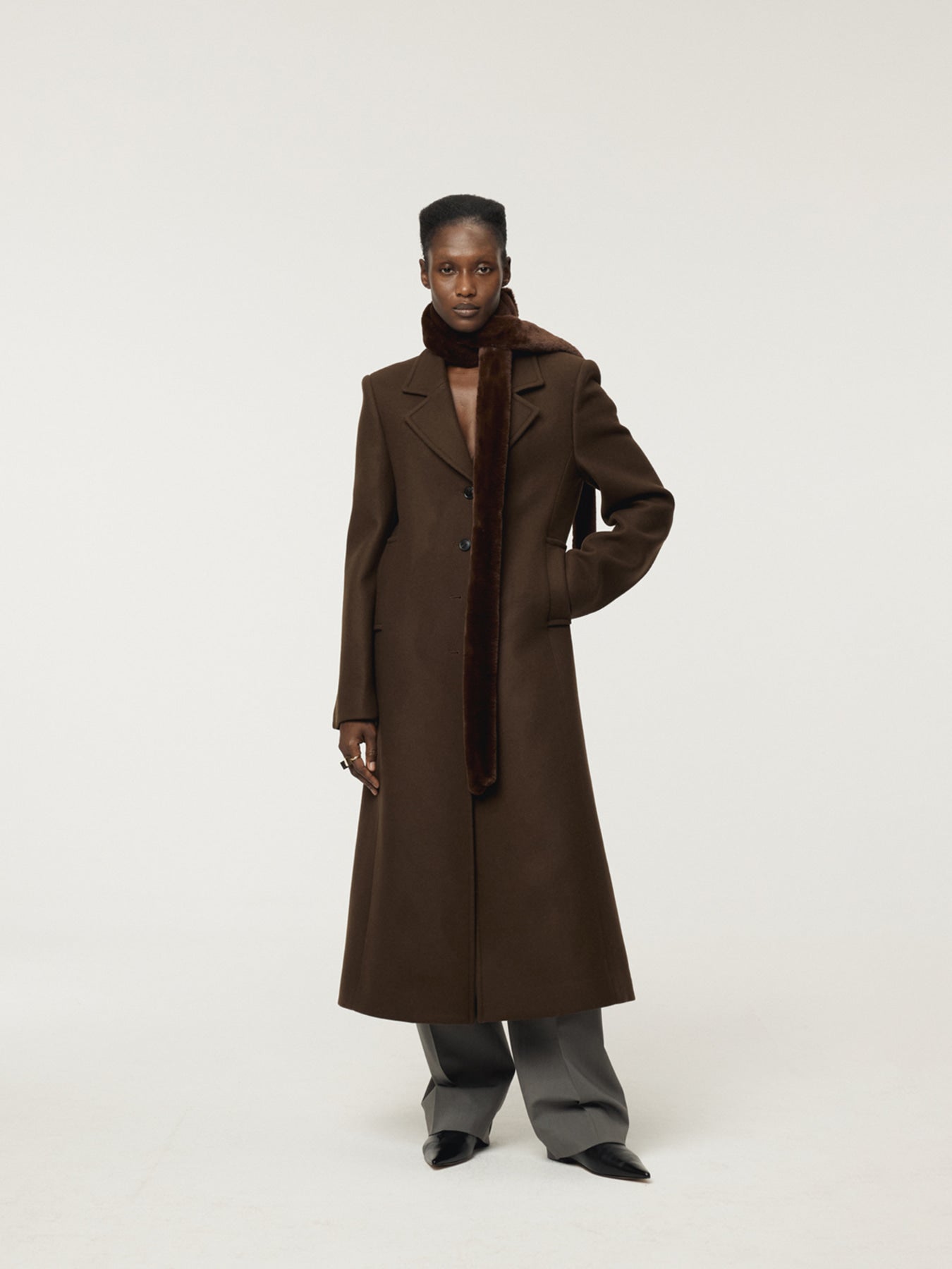 Recto - Slim Fit Long Coat (Vintage Brown) product image 2 | TRAB K-Fashion Australia