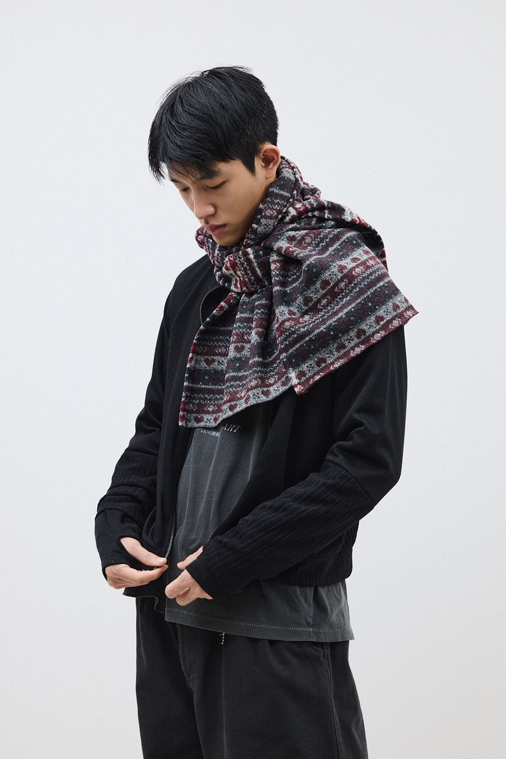 Hatchingroom - Double Sleeve Track Cardigan (Black) product image 8 | TRAB K-Fashion Australia