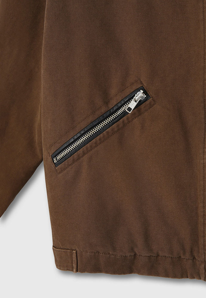 Tonywack - Leather Collar Garment-Washed Zip Work Jacket (Brown) product image 15 | TRAB K-Fashion Australia
