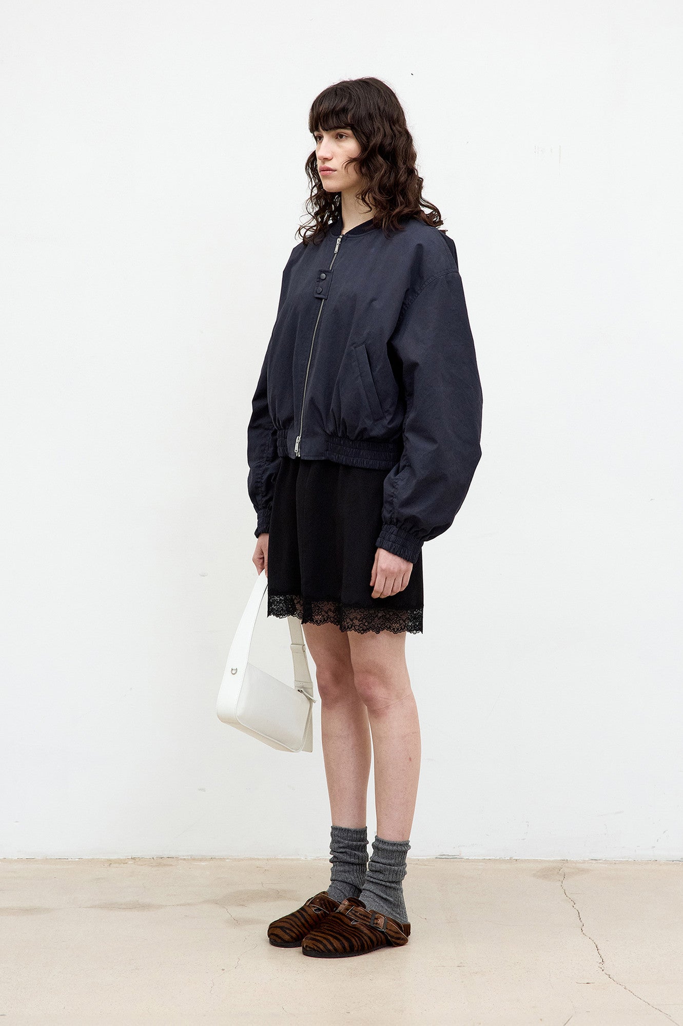 Coor - Peached Cotton Crop Bomber (Dark Navy) product image 3 | TRAB K-Fashion Australia