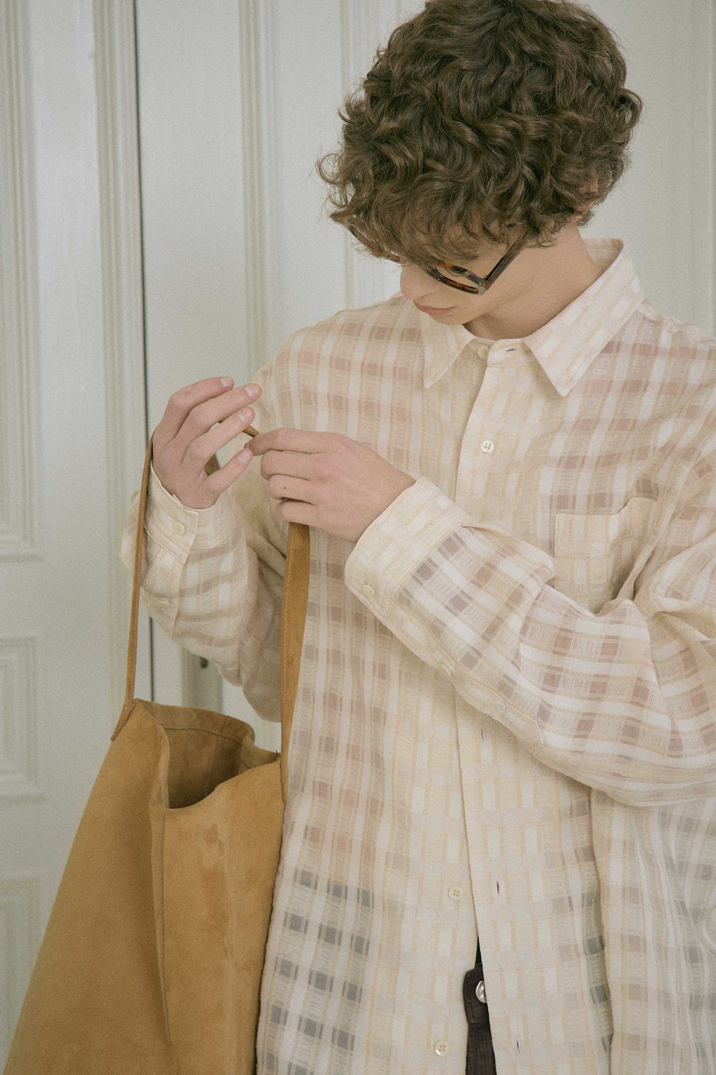 STU - Comfortable Check Shirt (Beige) product image 14 | TRAB K-Fashion Australia