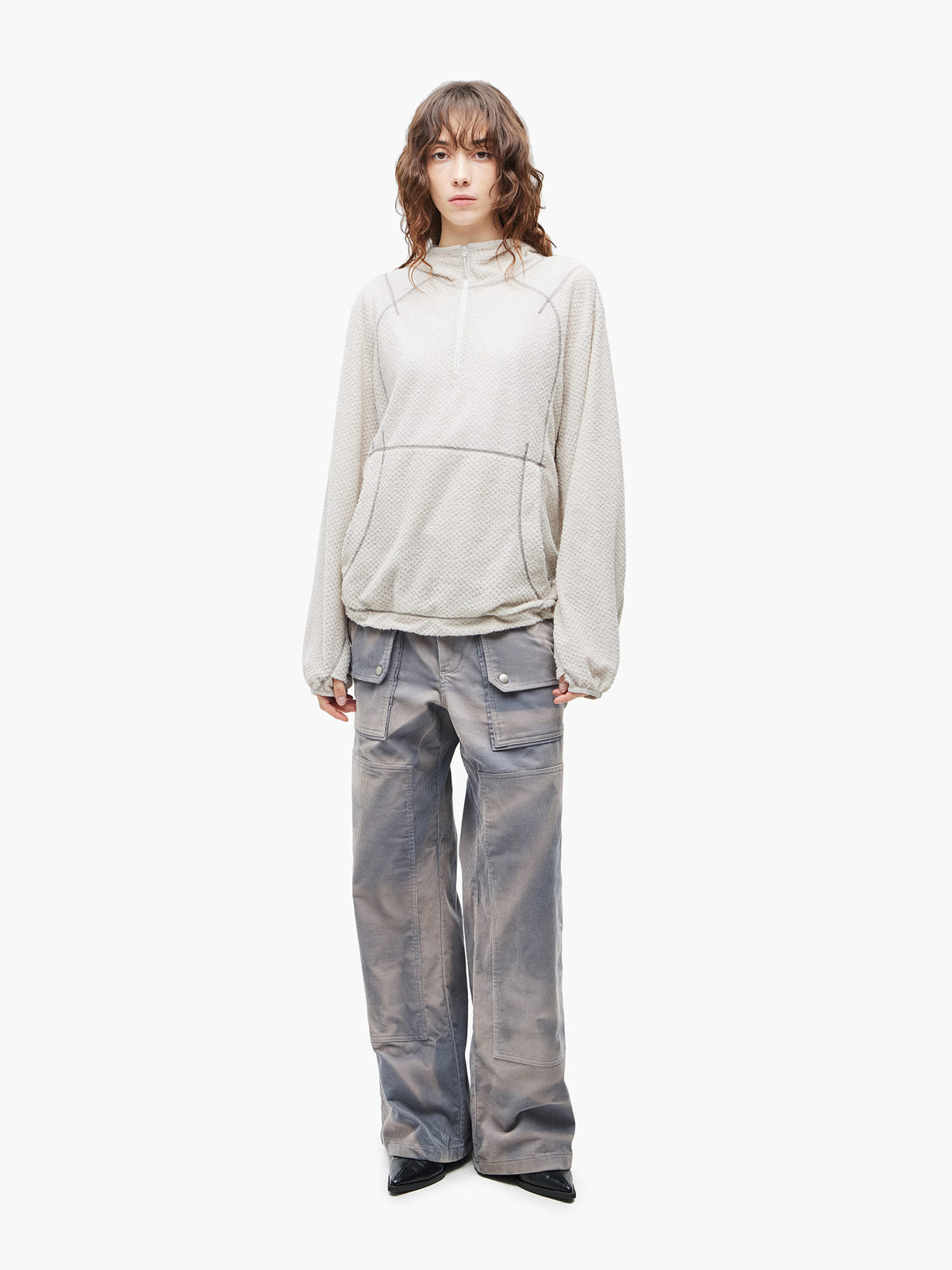Jiyong Kim - Sun-Bleached Double-Knee Trousers (Grey) product image 2 | TRAB K-Fashion Australia