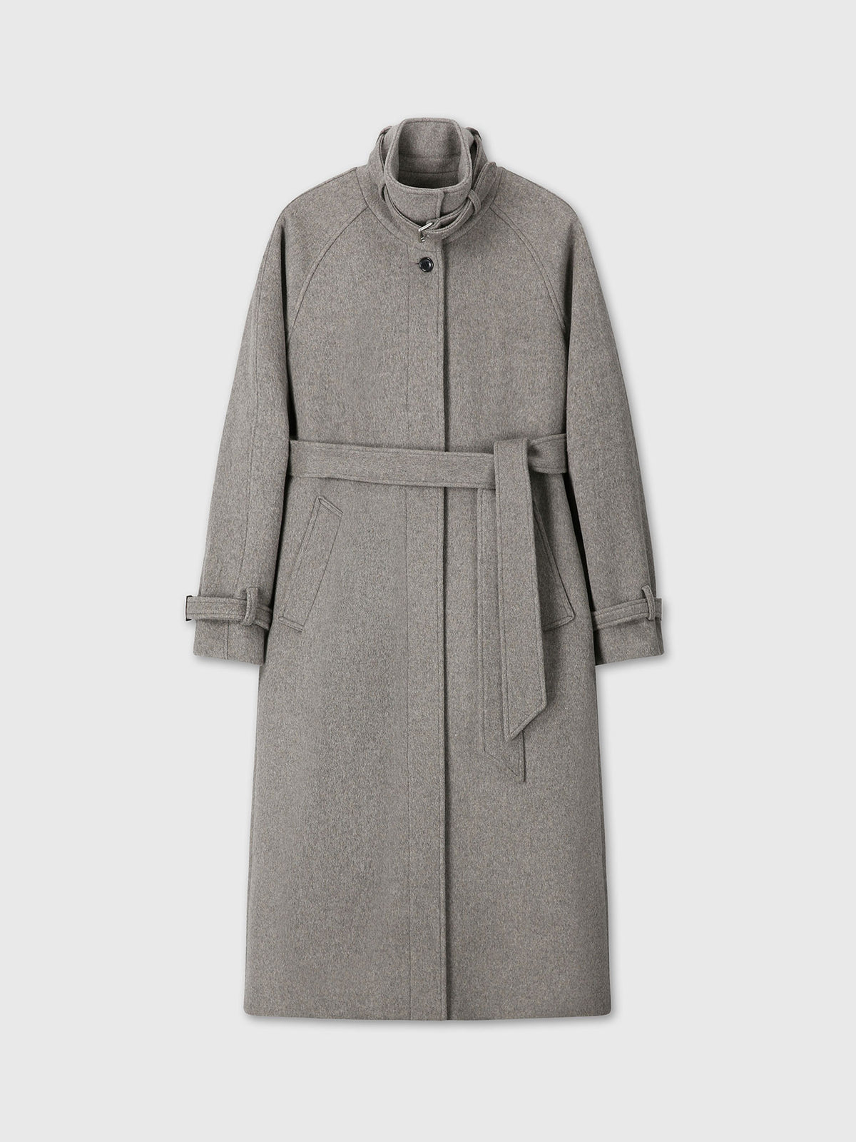 Tonywack - High-Neck Belted Wool Coat (Heather Grey) product image 8 | TRAB K-Fashion Australia